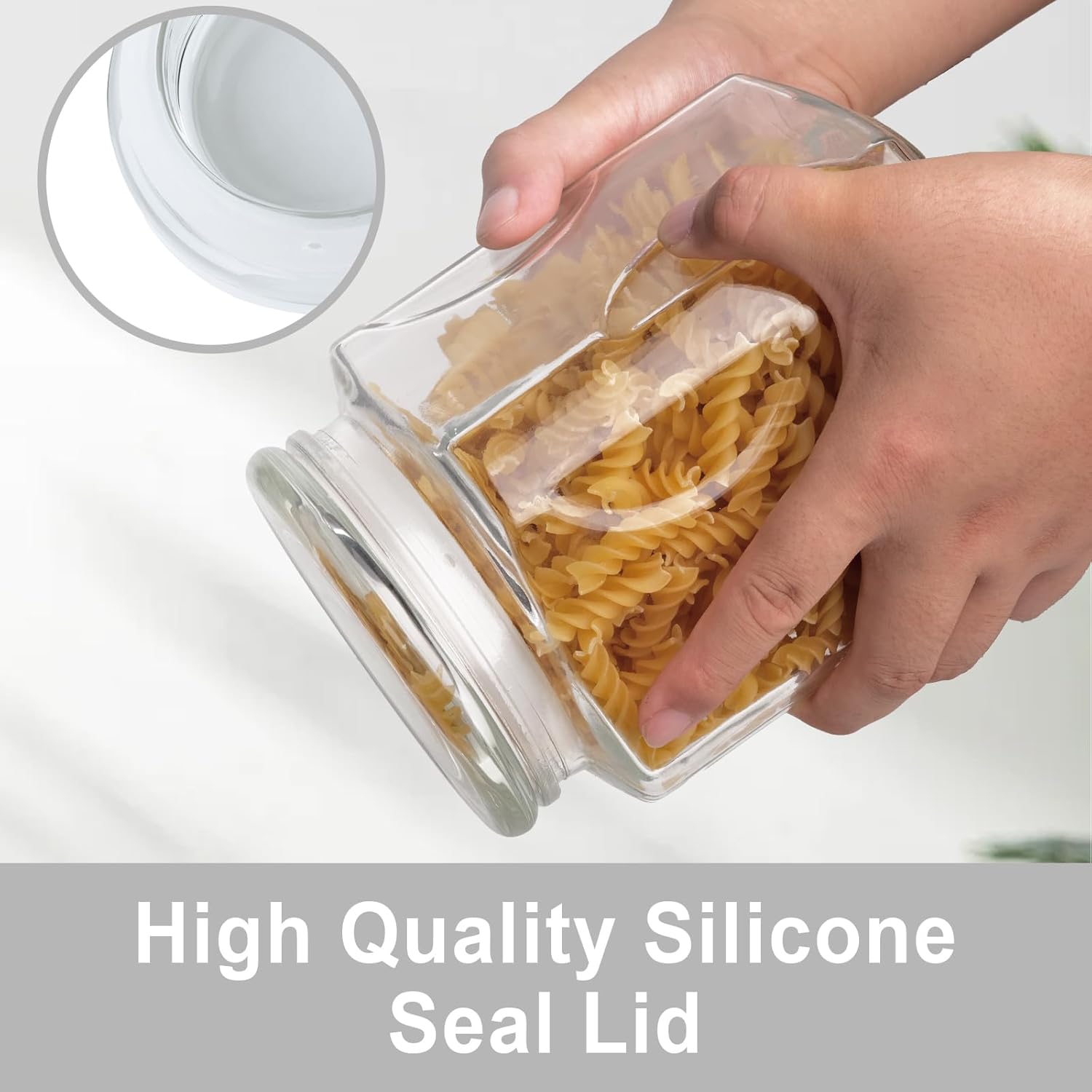 Glass Jars with Lids 64 oz, Airtight Silicone Seal & Non-Slip Design, Large Glass Storage Containers with Lids, Wide-Mouth Storage Containers for Kitchen, Laundry, Pantry & Office - Image 5