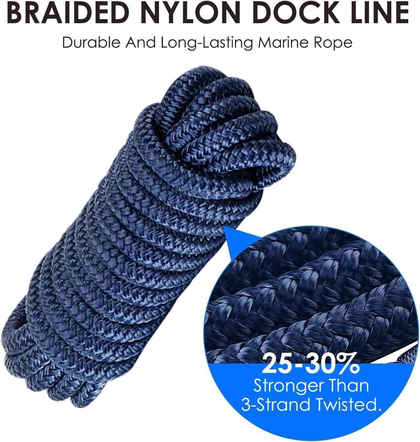 Boat Dock Lines Amarine Made Double Braided Nylon Dock Lines - 20ft 3/8 ...