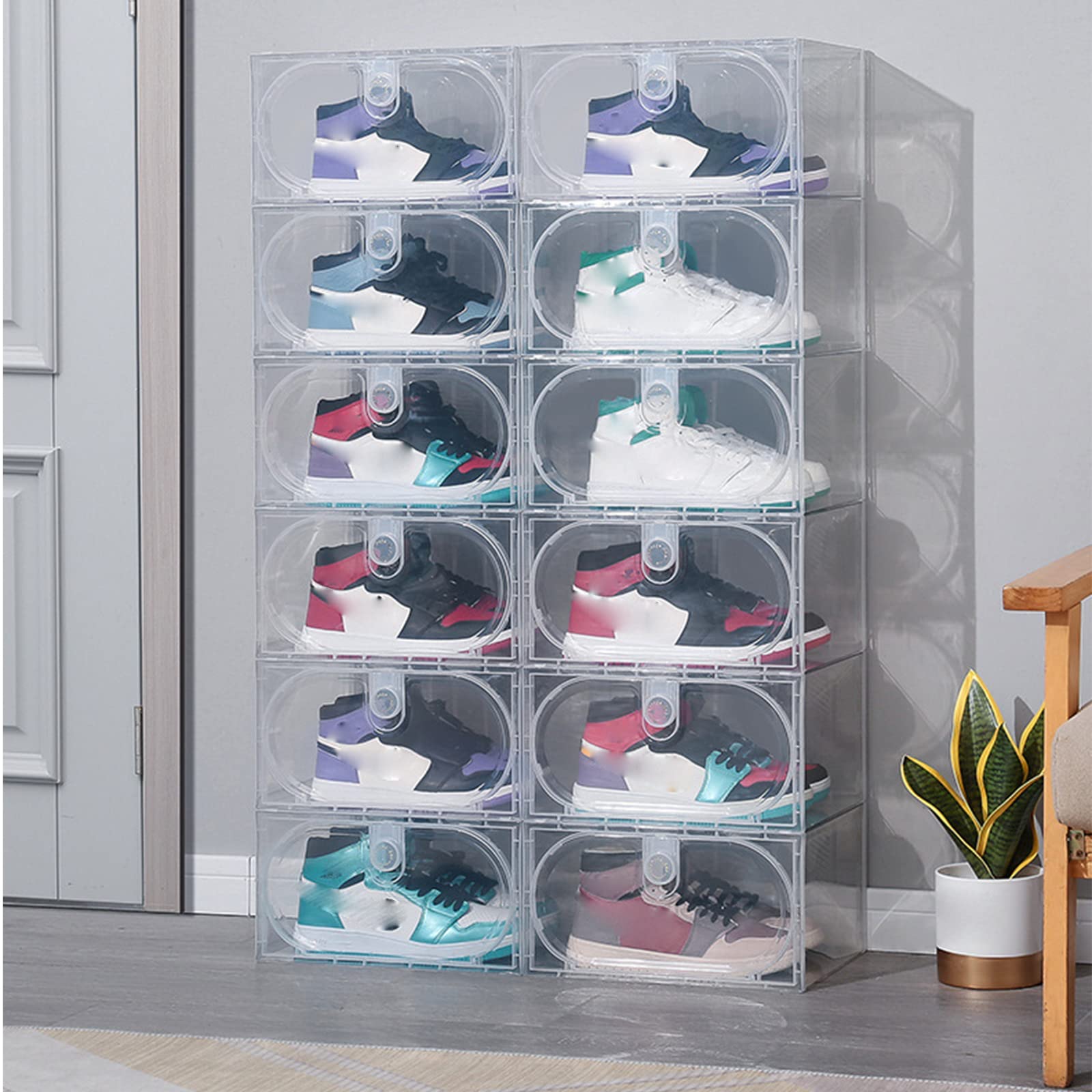CASEGO Transparente Aufbewahrung Schuhbox Seitenffnung Einfacher  Schuhschrank kann Sportschuhe High Heels Puppen Kleidung Kleinteile usw.  aufbewahren(12 Zellen) : Amazon.de: Kche, Haushalt & Wohnen