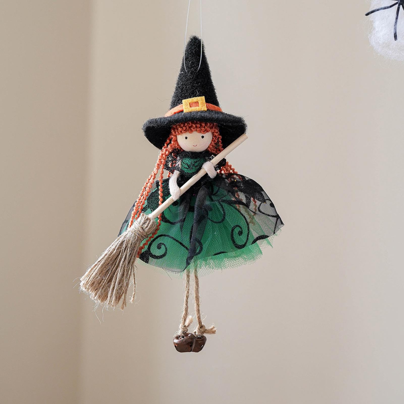 Figurine Sorcière Halloween En Tissu Soie - 12x20cm, Avec Crochet - Décoration Effrayante Pour Maison, Jardin, Fêtes - 2