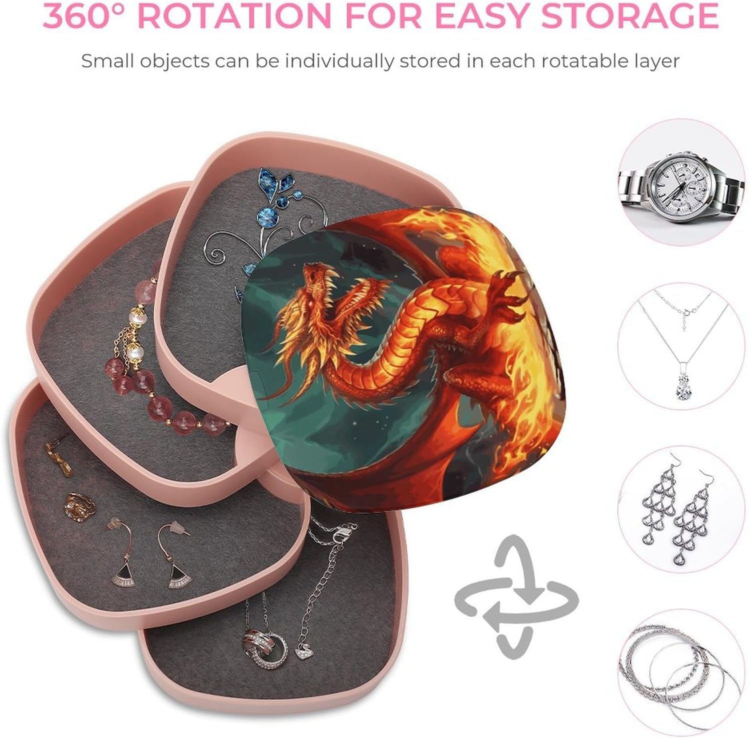 Dragon King in Fire 4-Layers 360°Rotating Jewelry Box image 4