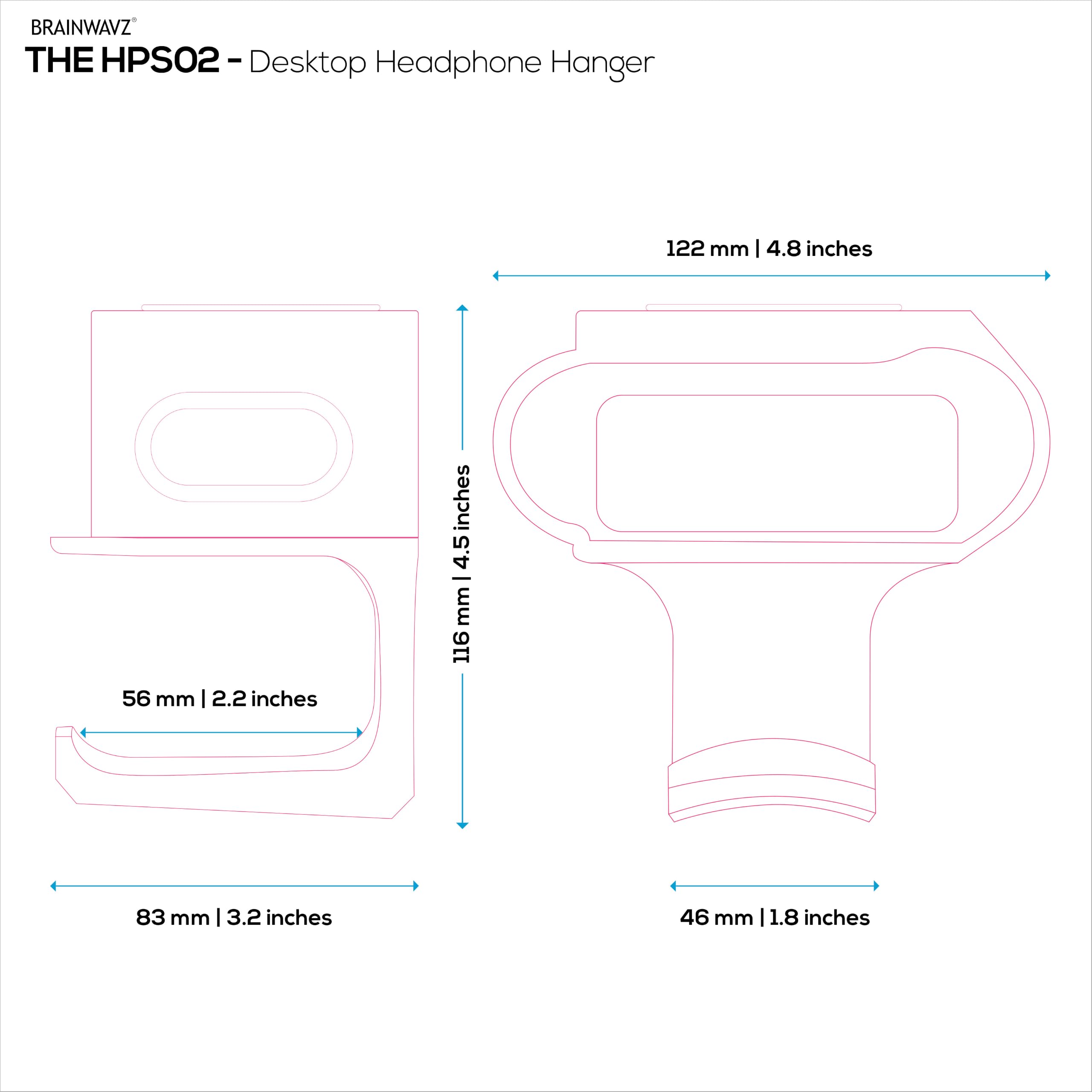 BRAINWAVZ Untertisch-Kopfhörer-Aufhänger für Steelseries Arctis Nova Pro kabellose Headsets mit Dock für die kabellose Basisstation (HPS02)