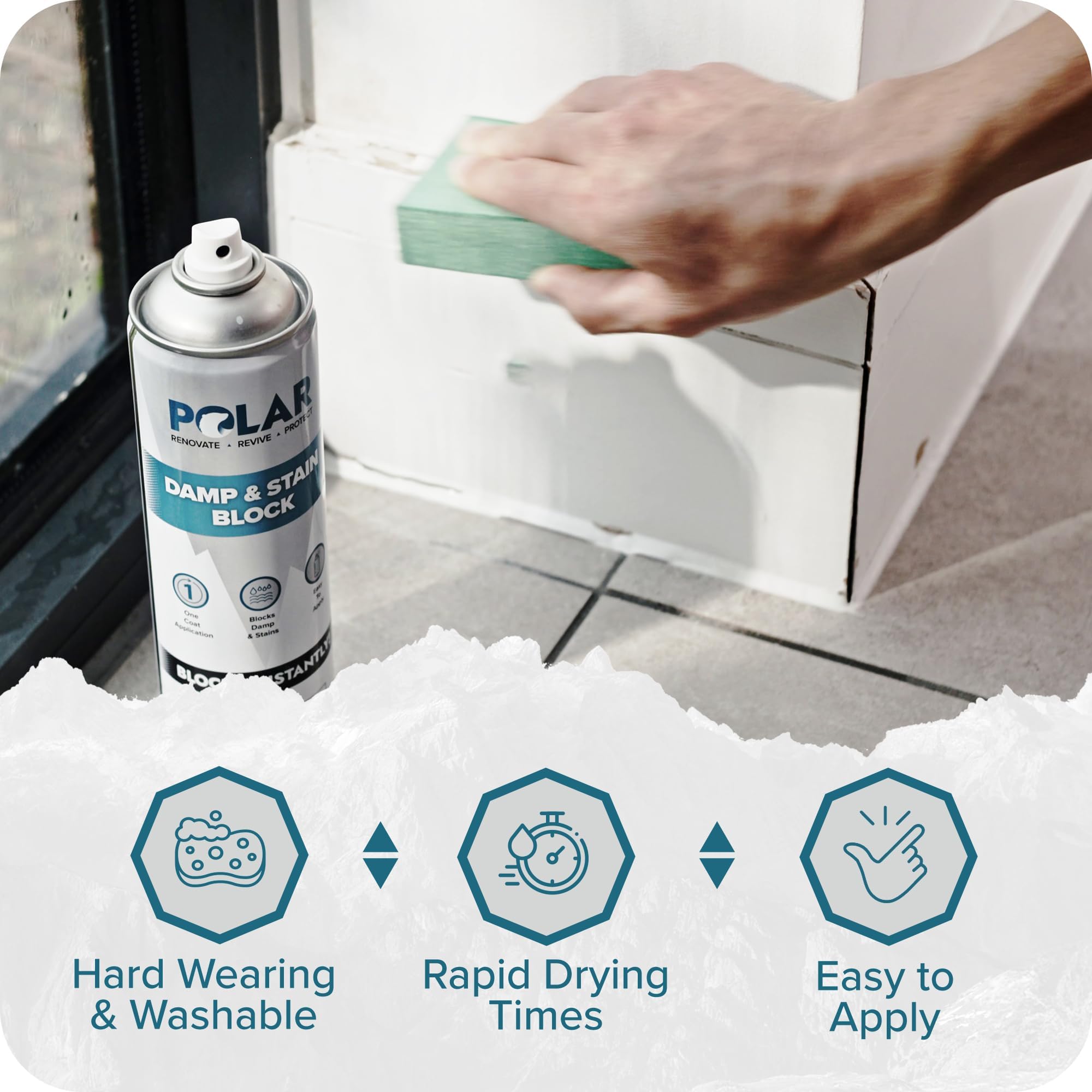 Polar Stain Block Spray - 6 X 400ml | Matt White | Prevents & Removes Stains, Grease, Water Marks & Rust On Internal Walls & Ceilings | Primer Spray - View #12