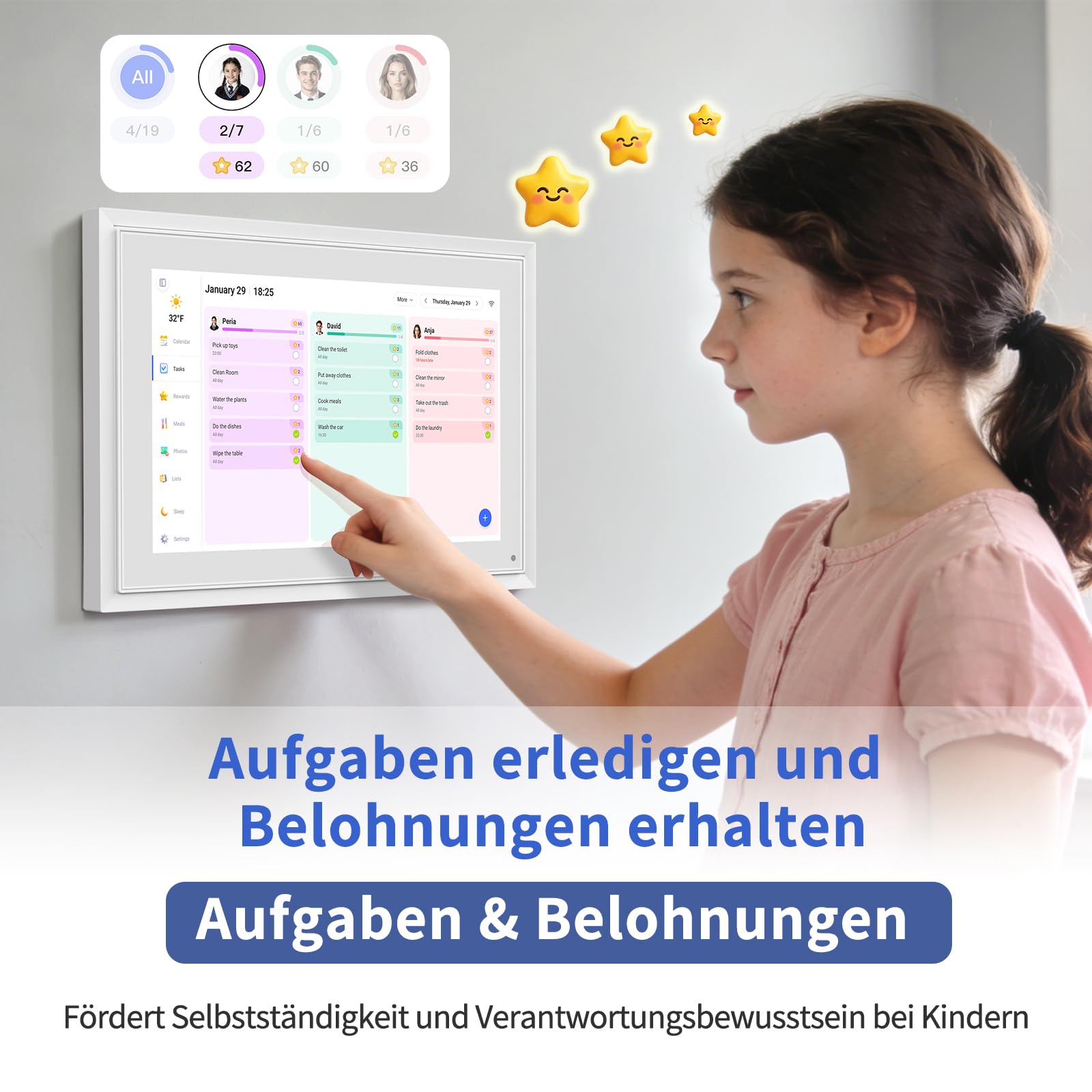 Digitaler Kalender, 10,1 Zoll Wandkalender Familienplaner mit 32GB Speicher, Intelligenter Tischkalender, Digitaler Bilderrahmen Terminplaner,Smart Kalender Synchronisierungsplan