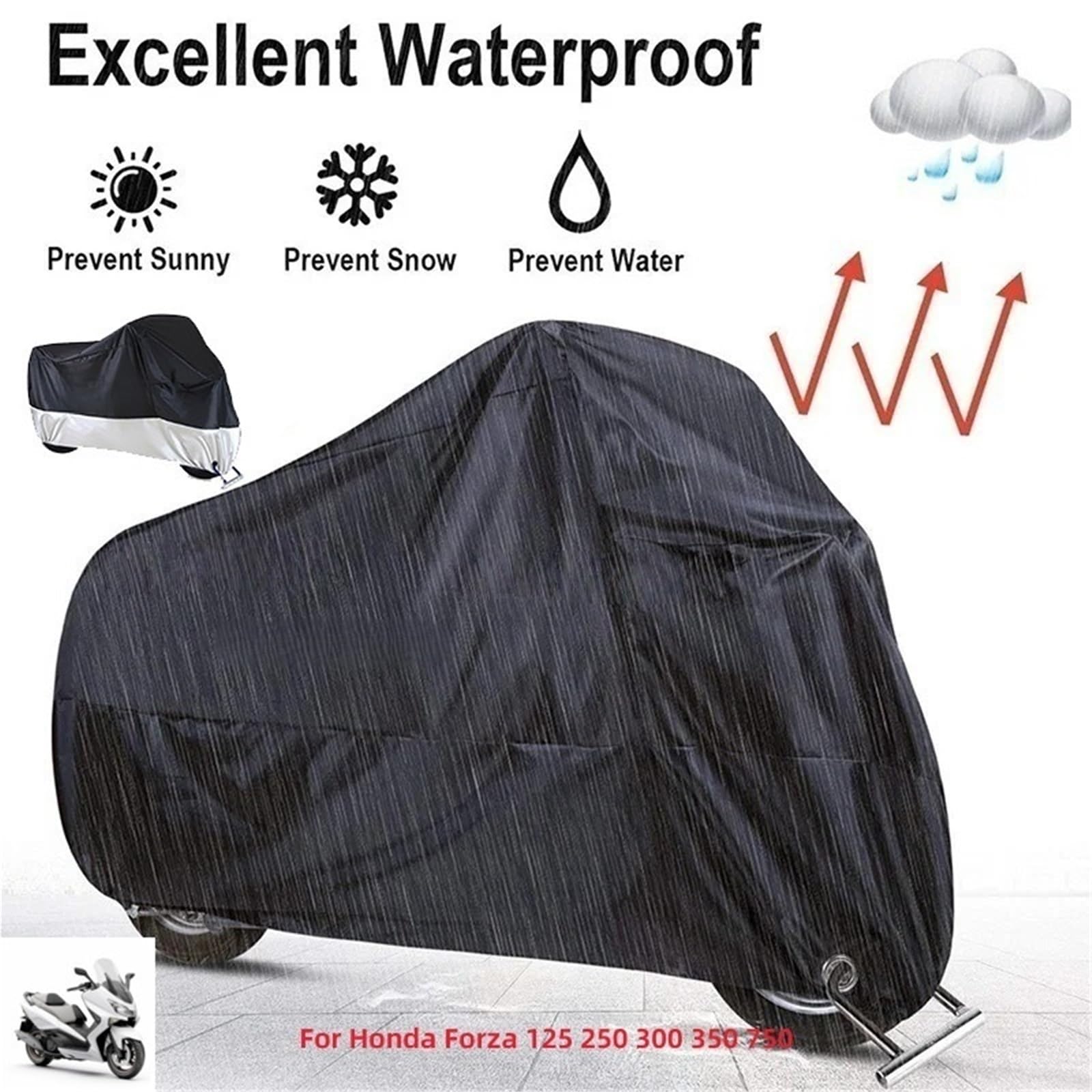 For H0NDA Forza 125 250 300 350 750 Motorcycle Cover Outdoor Uv Protector Dust-proof Rain Covers(Black,M for 160cm)