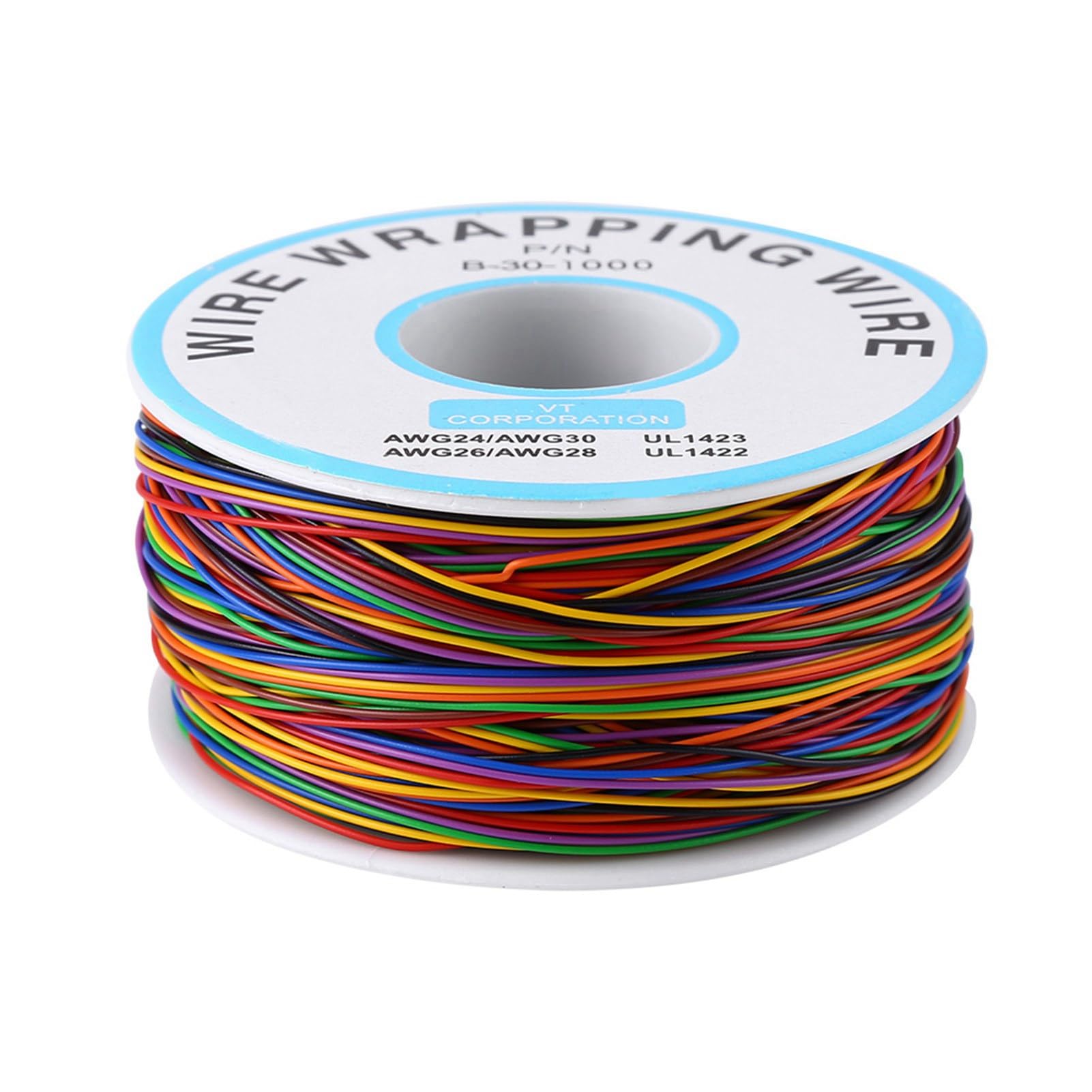 Respicefinem Colorful P N B-30-1000 250M 8-Wire Tinned Copper Insulation Wrapping Test Cable 30AWG 0.6mm OD for Electronic Testing and Soldering