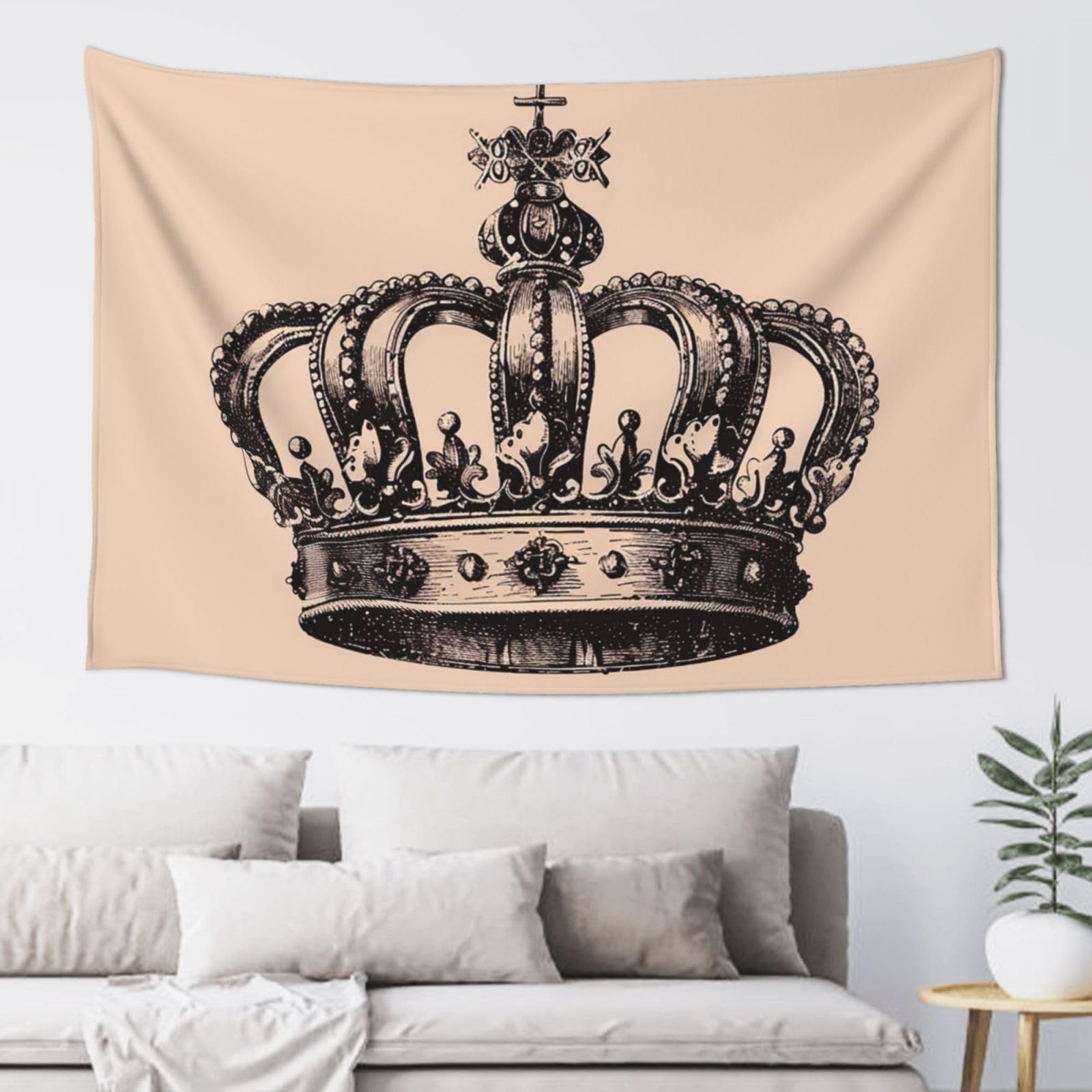 MXDLKSWPOH Tapestry 152x102 cm Art Wall Hanging for Living Room Modern Soft Aesthetic Tapestries Poster Hand Drawn Crown Tapestry Home Decoration Large Wall Tapestries for Bedroom Dorm Decor