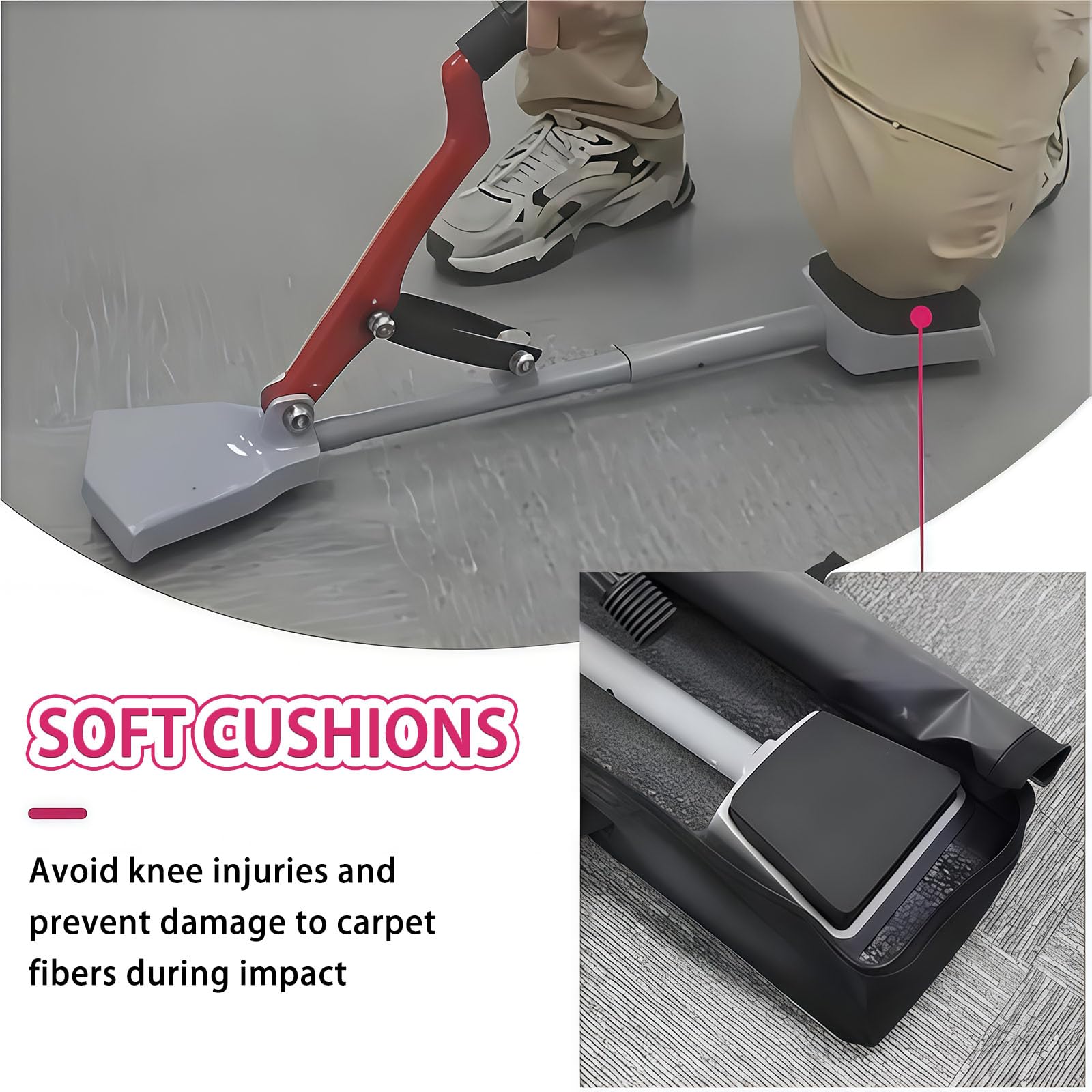 Cet Outil de Pose de Moquette avec poignée et Pinces en Caoutchouc Souple est idéal pour la Pose de Moquette soi-même et Facile à Utiliser dans Les hôtels et Les Bureaux.