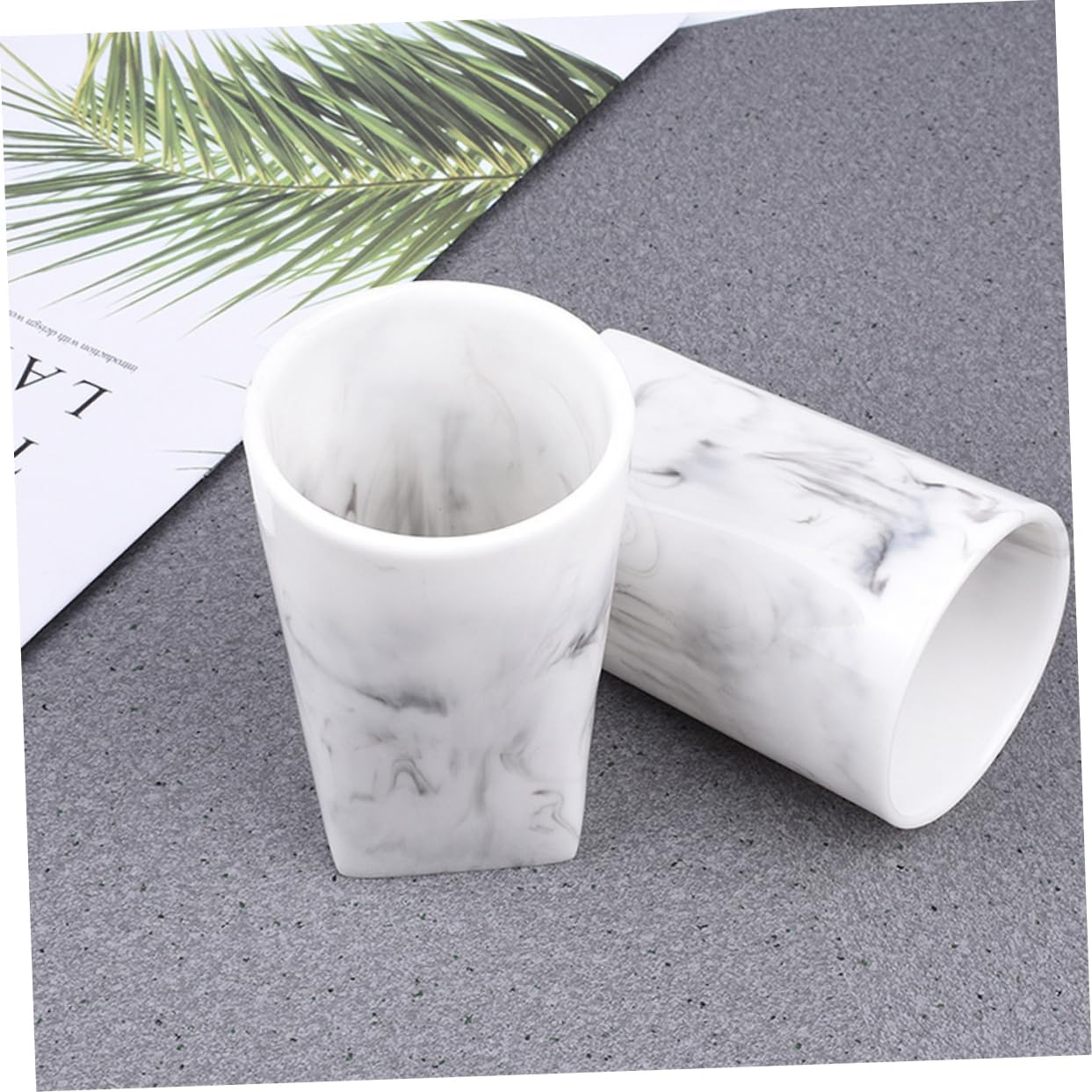 1 Set Elegant Marble Pattern Bathroom Set Soap Dispenser Bottle Tumbler Cups Tray for Home Decor Resin Material Modern Style for Family Housewarming