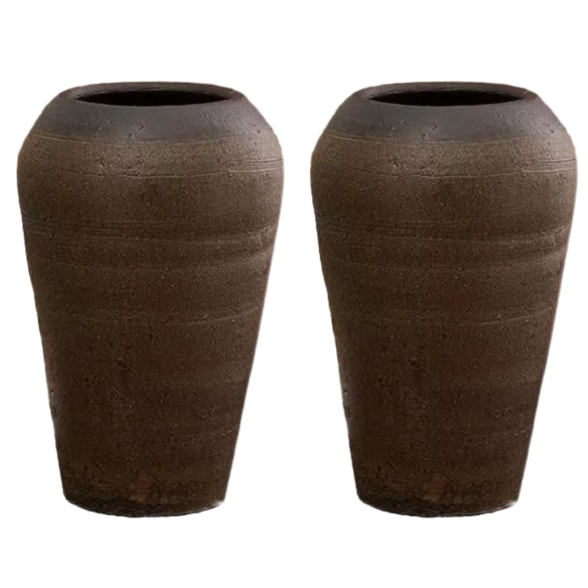 Terracotta Floor Vases for Flowers Plants, 2 Large Clay Pots 11" H, Rough Ceramic Garden Pot for Plant Outdoor,Tall French Vases for Pampas Grass Decor (hydroponics vase, can hold water, set of 2 C3)