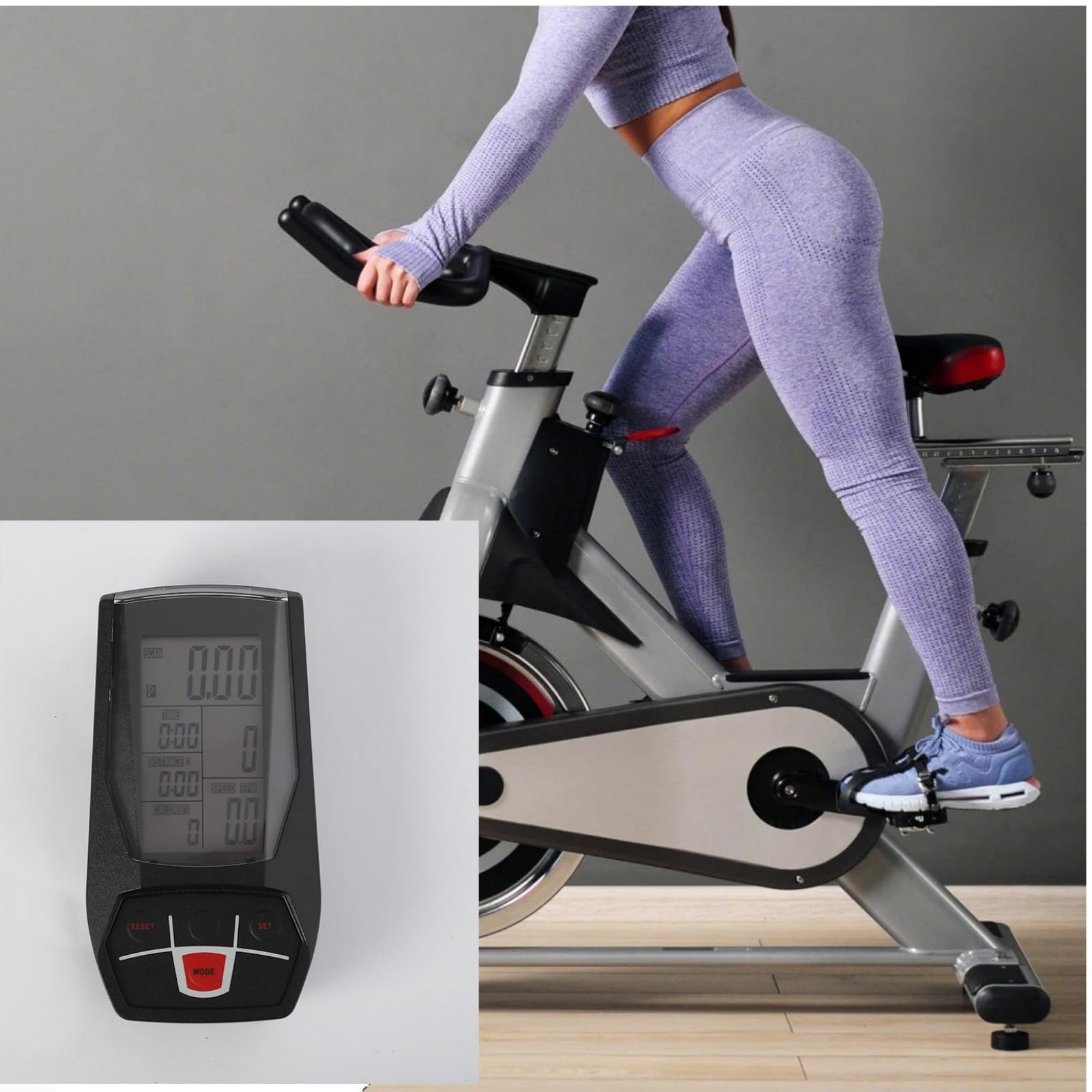 cuentakilometros Bici estatica, Cuentakilometros Bicicleta,Equipo de Gimnasio, Accesorios de Fitness con Seguimiento de Tiempo, Velocidad, calorías, Distancia (2 PCS)