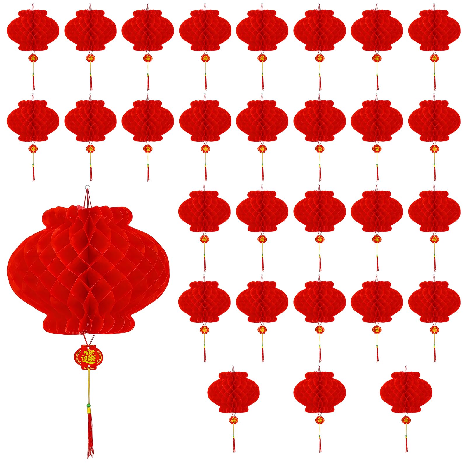 30 Pcs Chinese Lanterns, Chinese New Year Decoration, Red Foldable Paper Lanterns are Suitable for Outdoor and Indoor Decorations During The Spring Festival (15cm)