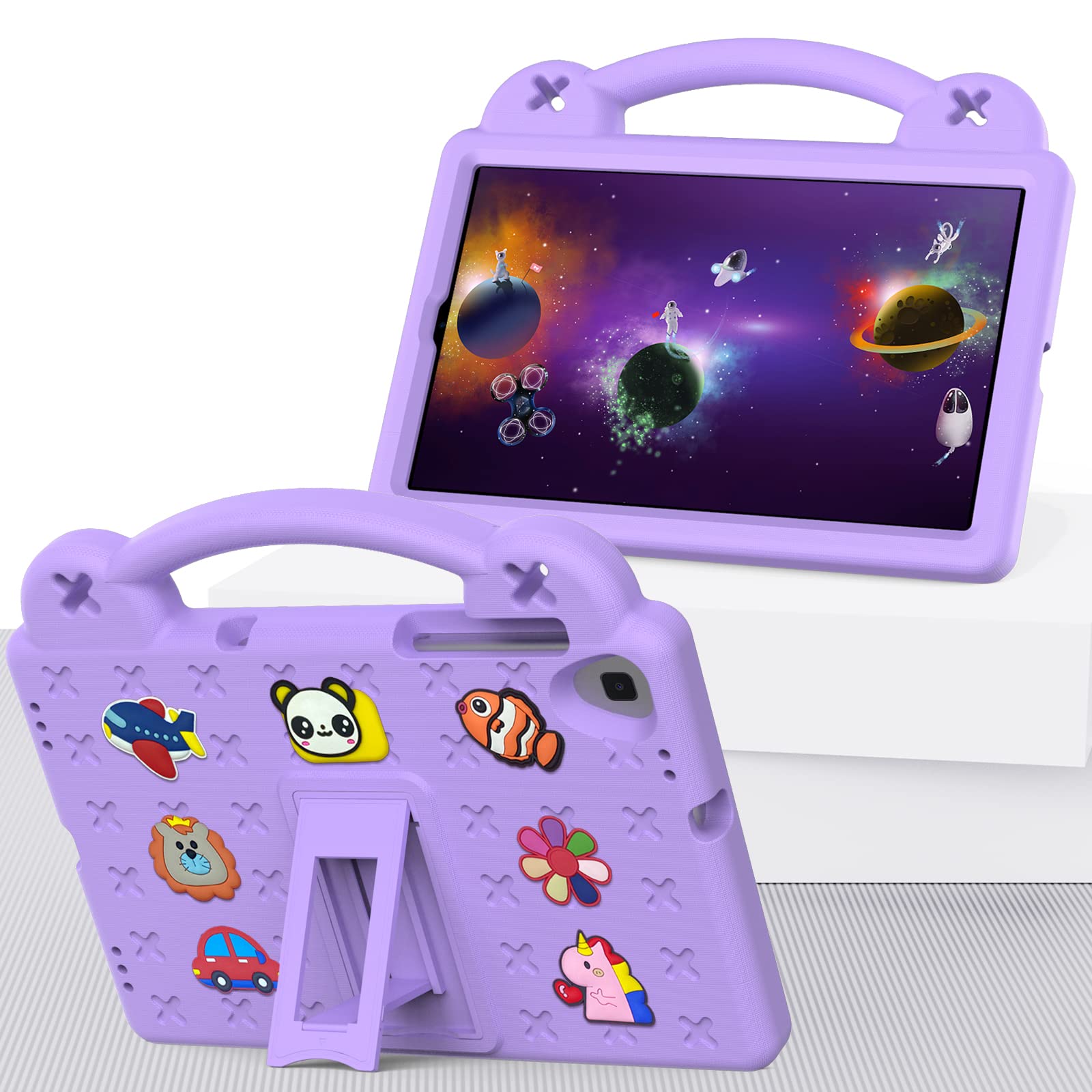 Custodia Bambini Eva per Onn 10.1" 3 Gen 2022 (Model:100071485), Leggera Custodia Protettiva Antiurto, Antishock con Maniglie e Piedistallo per Onn 10.1 Pollici, Viola