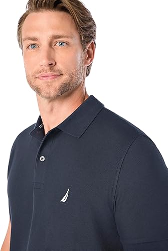 Miniatura 4 de Nautica playera polo clásica de mangas cortas, color sólido, para hombre