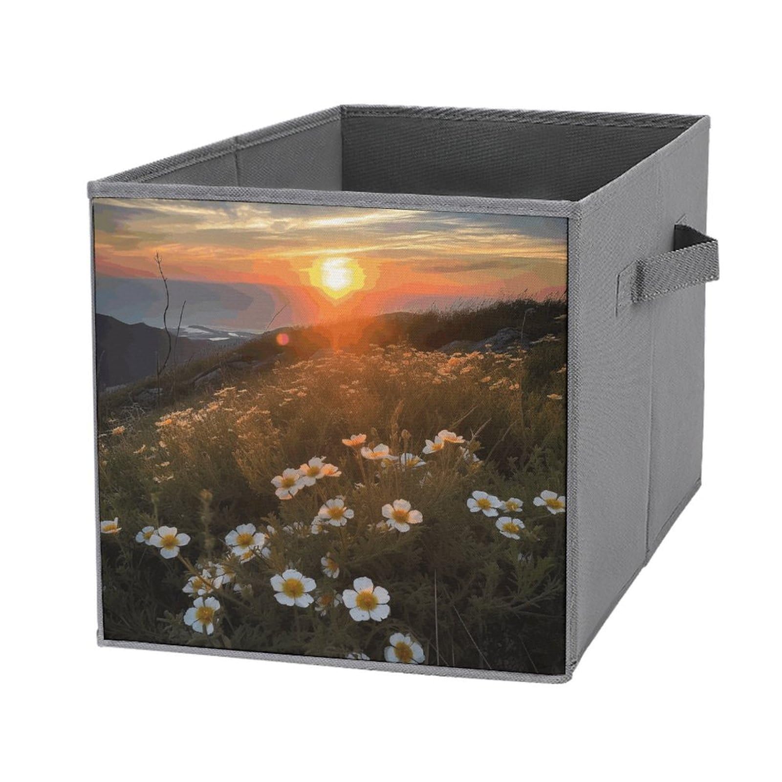 Boîtes de rangement empilables et pliables : lot de 6 organiseurs au motif coucher de soleil