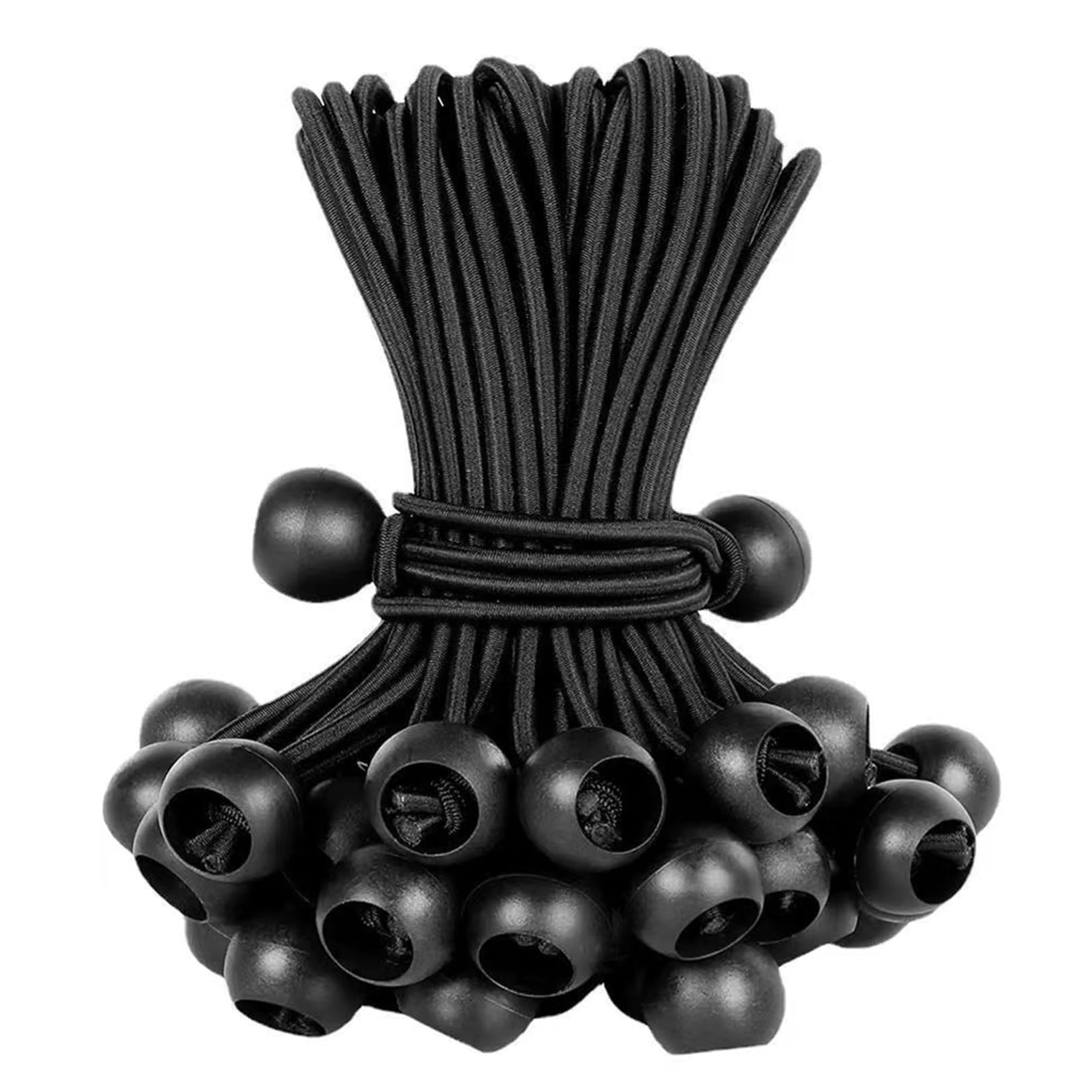 Rgevger Black 10 Pcs Bungee Cords With Balls, Tarpaulin Ties, Bungee Balls, Tarpaulin Bungees Cord, Elastic Bungees Ties, Heavy Duty Strap Ball, For Tents, Banners, Household, Camping, Tarps(15Cm, )