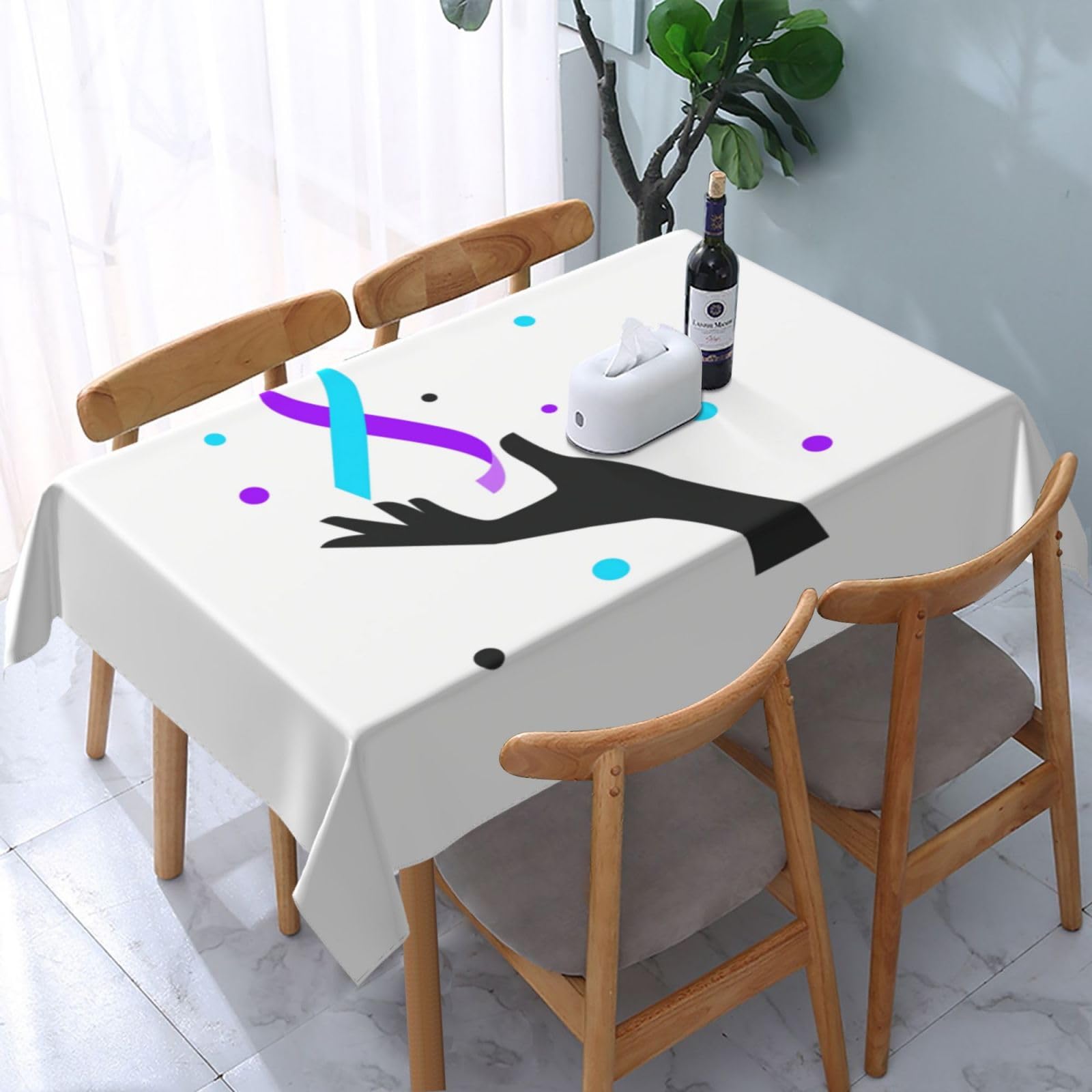 JunHeArt Suicide Prevention Month Tablecloth Rectangle Table Cover Washable Table Cloths Decor For Kitchen 54" X 72"