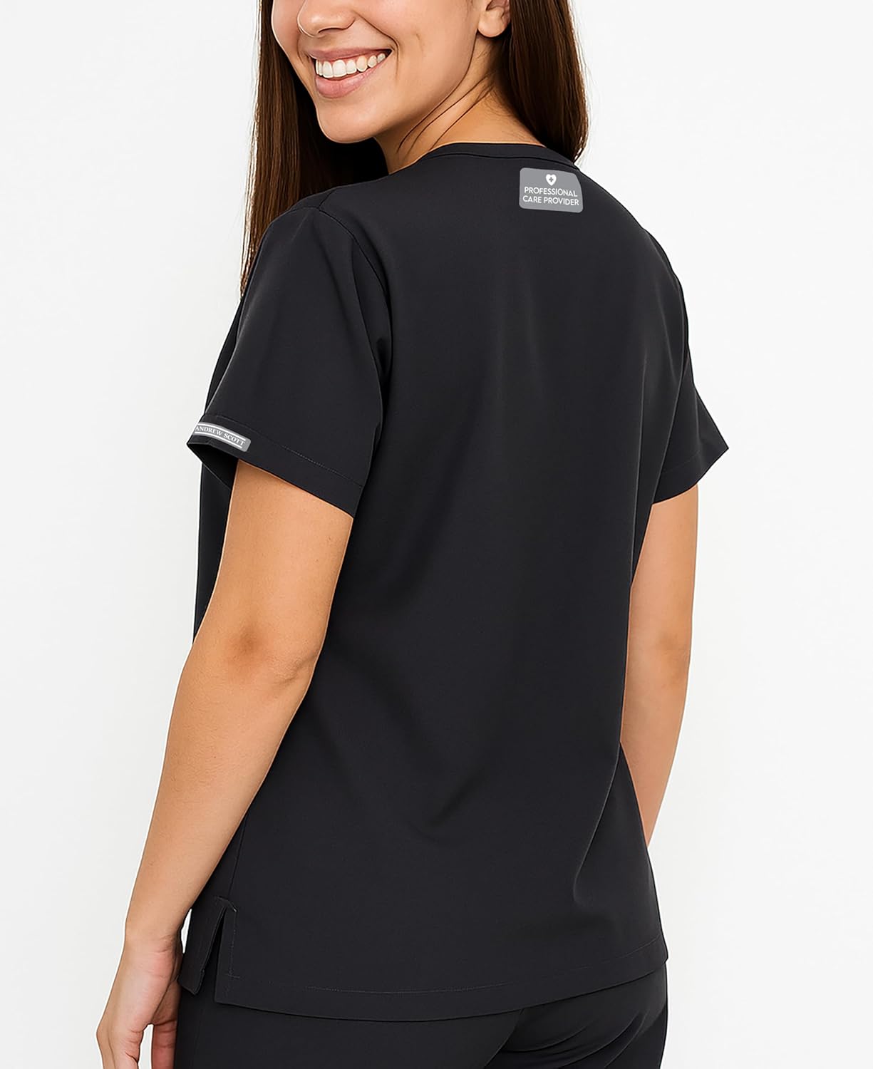 Andrew Scott Women's Scrub Top V-Neck | Stretch Fabric Work Shirts | Assorted Designs