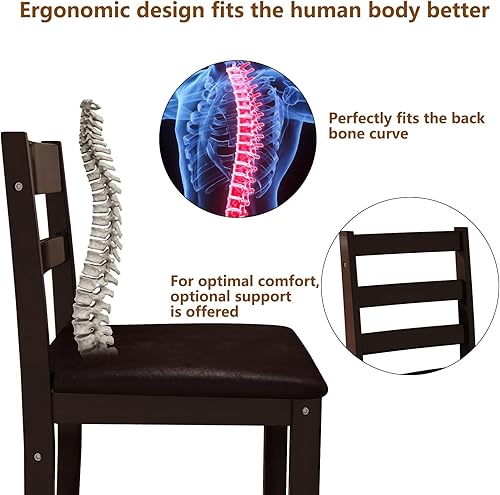 Miniatura 4 de Juego de 4 taburetes de bar de altura de mostrador de 24 pulgadas, sillas de isla de madera maciza para cocina, taburetes para encimera de cocina,