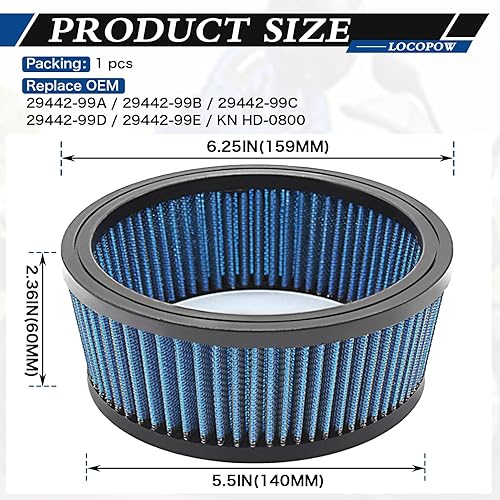 Miniatura 2 de LOCOPOW HD-0800 29442-99e Filtro de aire para Harley Davidson Dyna Road King Super Street Electra Glide Ultra Classic FatBoy Softail Springer