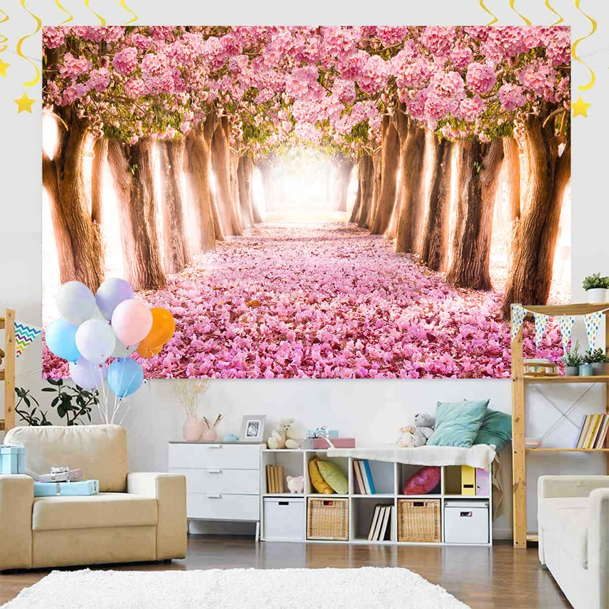 Aoihrraan 2,2x1,5m Cherry Blossoms Backdrop Magic Castle