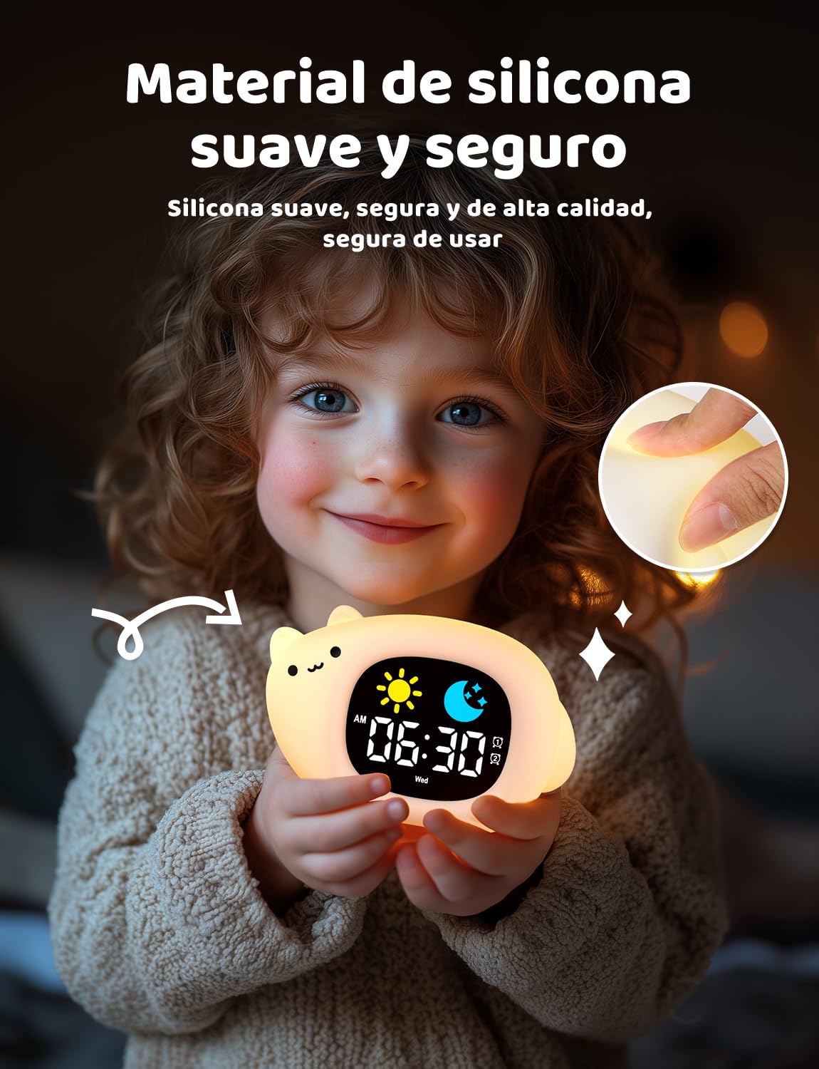 Yissvic Despertador infantil para principiantes en la escuela, despertador para niños con luz nocturna, modo de repetición, visualización de fecha, bebé, silencioso, despertador para niñas, habitación