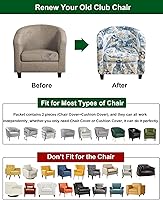 Vista 5 de CRFATOP Fundas para silla de club de 2 piezas, fundas para sillón de bañera, fundas de sillón con estampado suave y redondo para silla de sofá