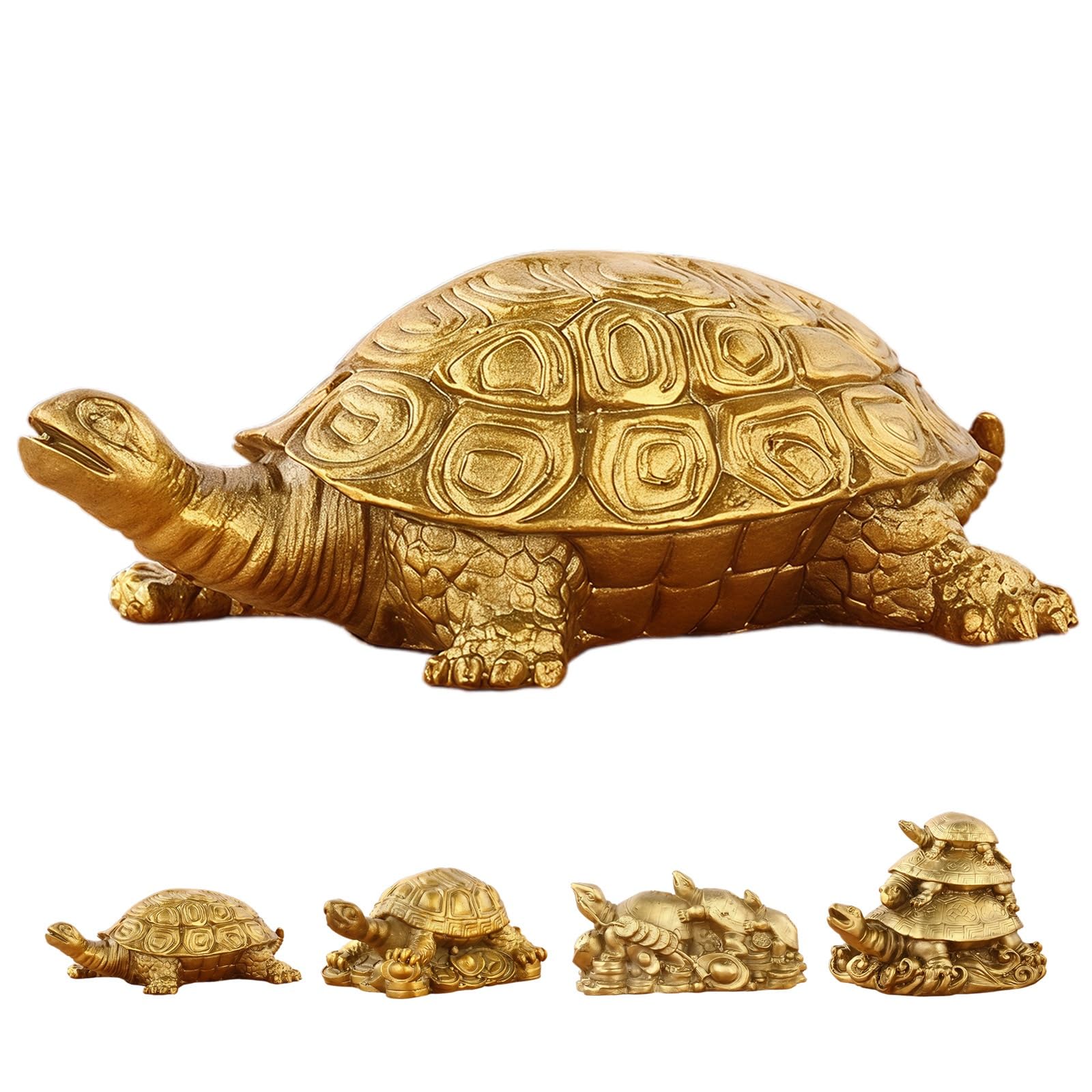 Ruhemeister Pro D Pyrite Tortoise Inspire Decor, Pyrite Tortoise Statue, Tortoise Statue Feng Shui - Attracts Wealth & Abundance, For Home Office Esk Shelf, Brass Turtle Ornament Tea, Pet Sculpture Esktop(D)