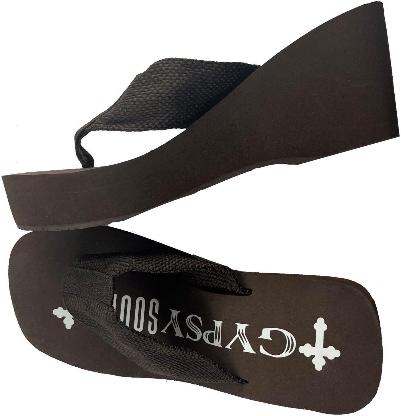 Women's Flip Flops 3" HEEL Comfort Sole Sandals - Chocolate BROWN - Size 7 - Image 5