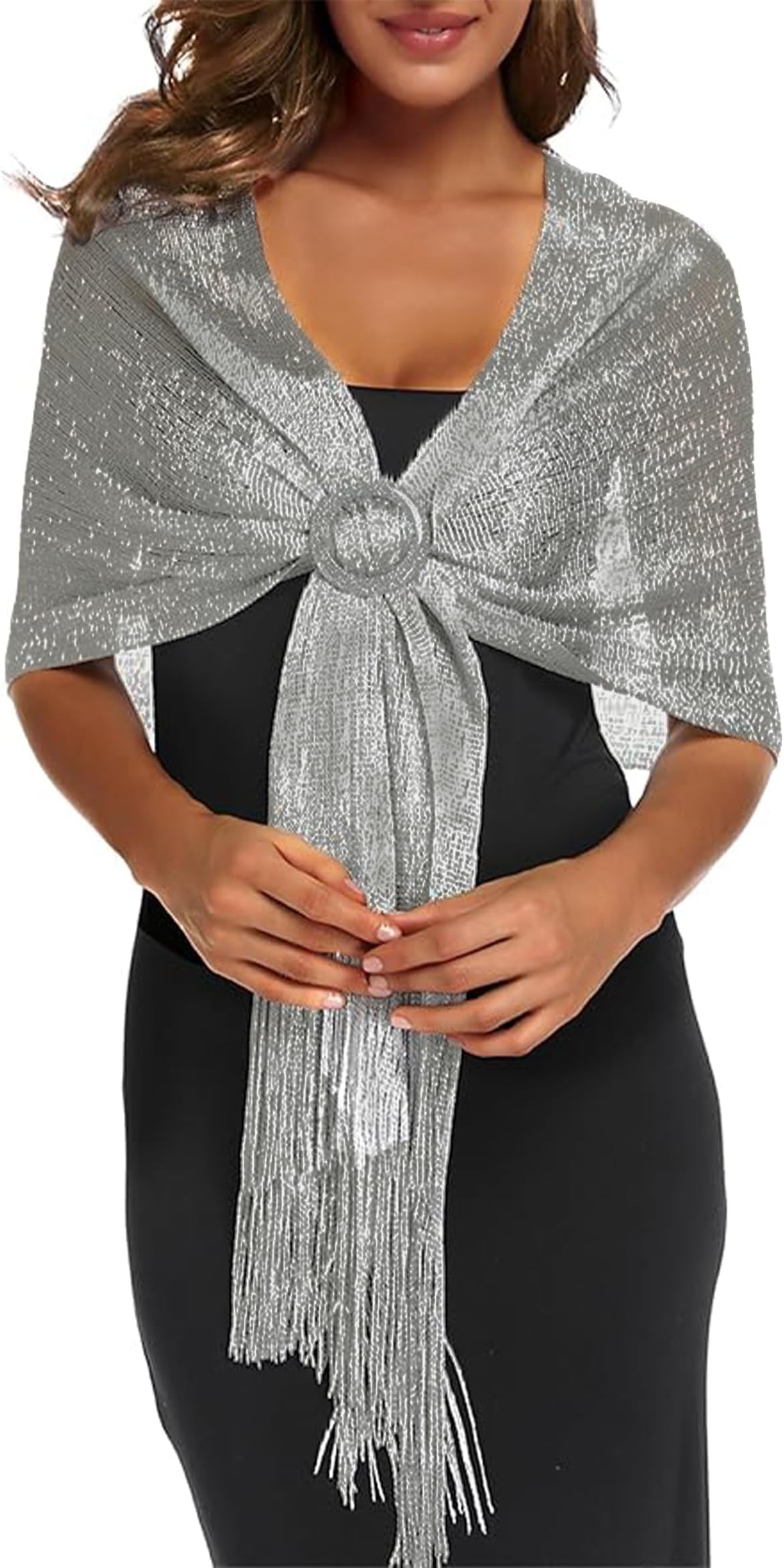 Shawls and Wraps for Evening Dress, Sparkle Shawls for Women with Buckle - Elegant Wedding Party Formal Shoulder Wrap