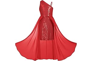 Girls Sequin Dress One Shoulder, Perfect for Birthday Party and Prom (Ages 6-14)