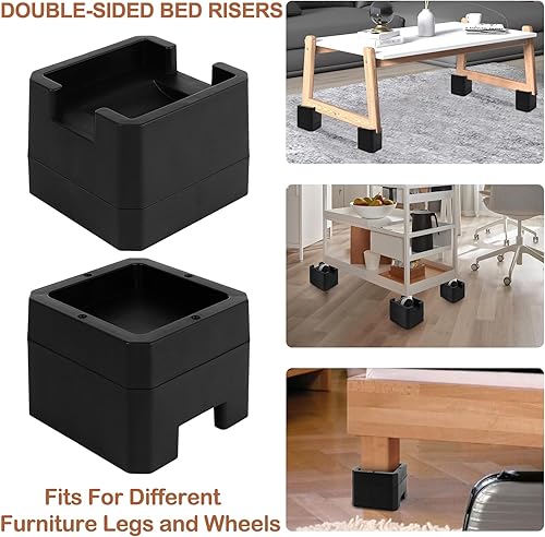 Miniatura 3 de Elevadores de cama de 3 pulgadas, elevadores ajustables para muebles de cama, altura de 2, elevadores resistentes de 3 pulgadas para ruedas