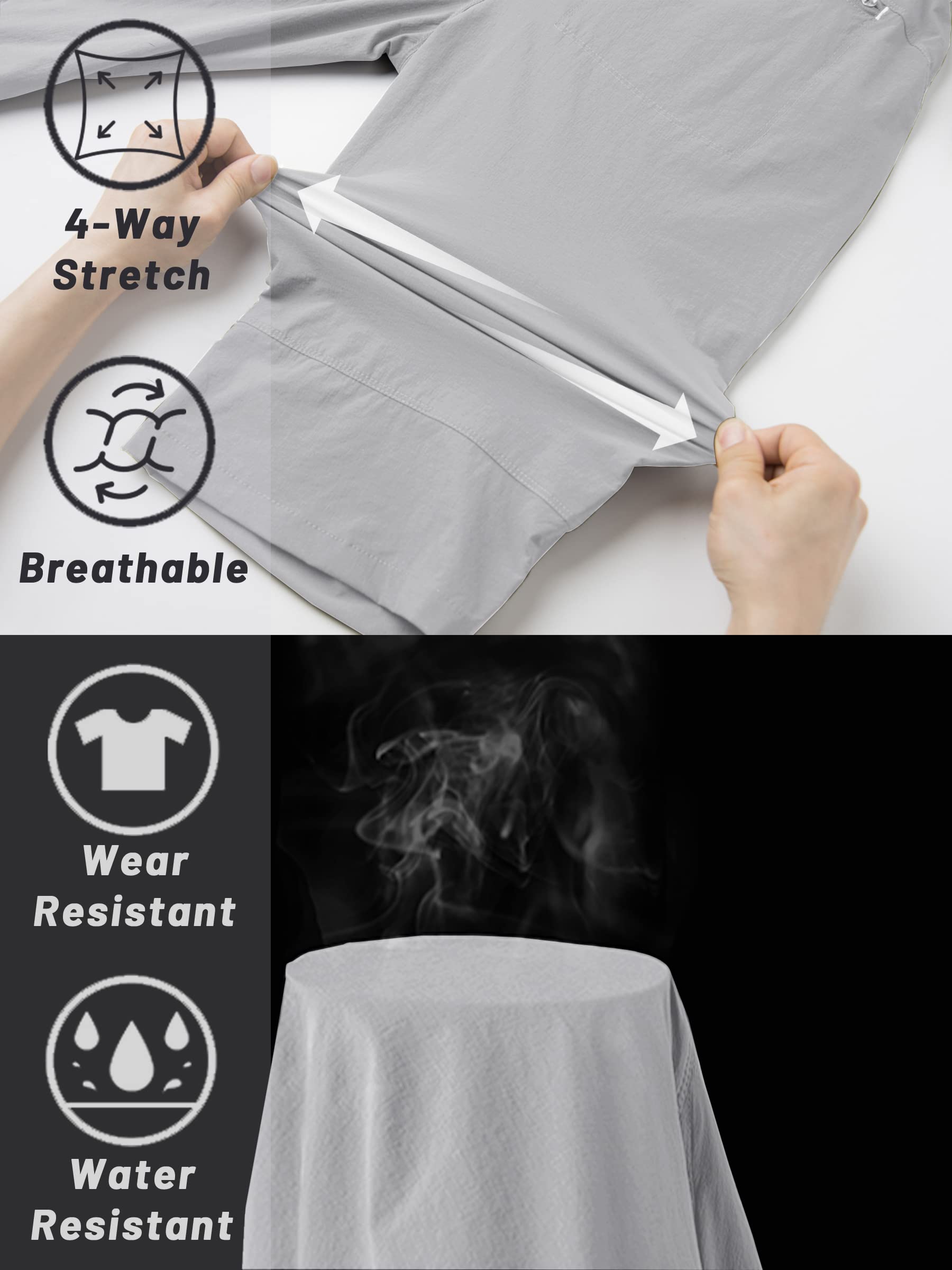 TACVASEN Pantalones Cortos de Secado Rápido para Hombres Exterior Pantalones Cortos de Senderismo Respirable Pantalones Cortos Capri