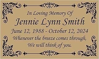 Beautifully Engraved Memorial Plaque, Remembrance Plate, Name Plate in Multiple Colors and Sizes