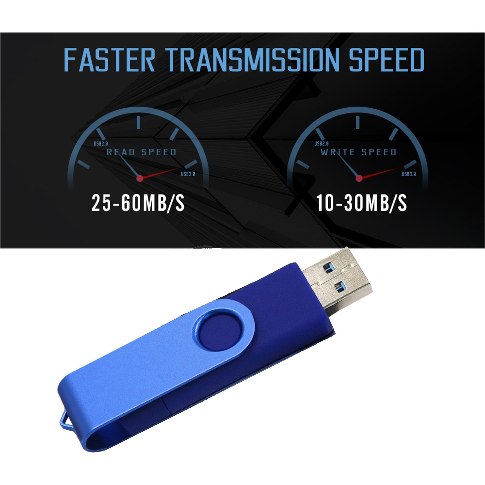Chiavetta USB 2.0 da 256 GB, doppia USB A di tipo C, in metallo, girevole, impermeabile, antipolvere, resistente alle temperature, portatile, per archiviazione dati, confezione da 2