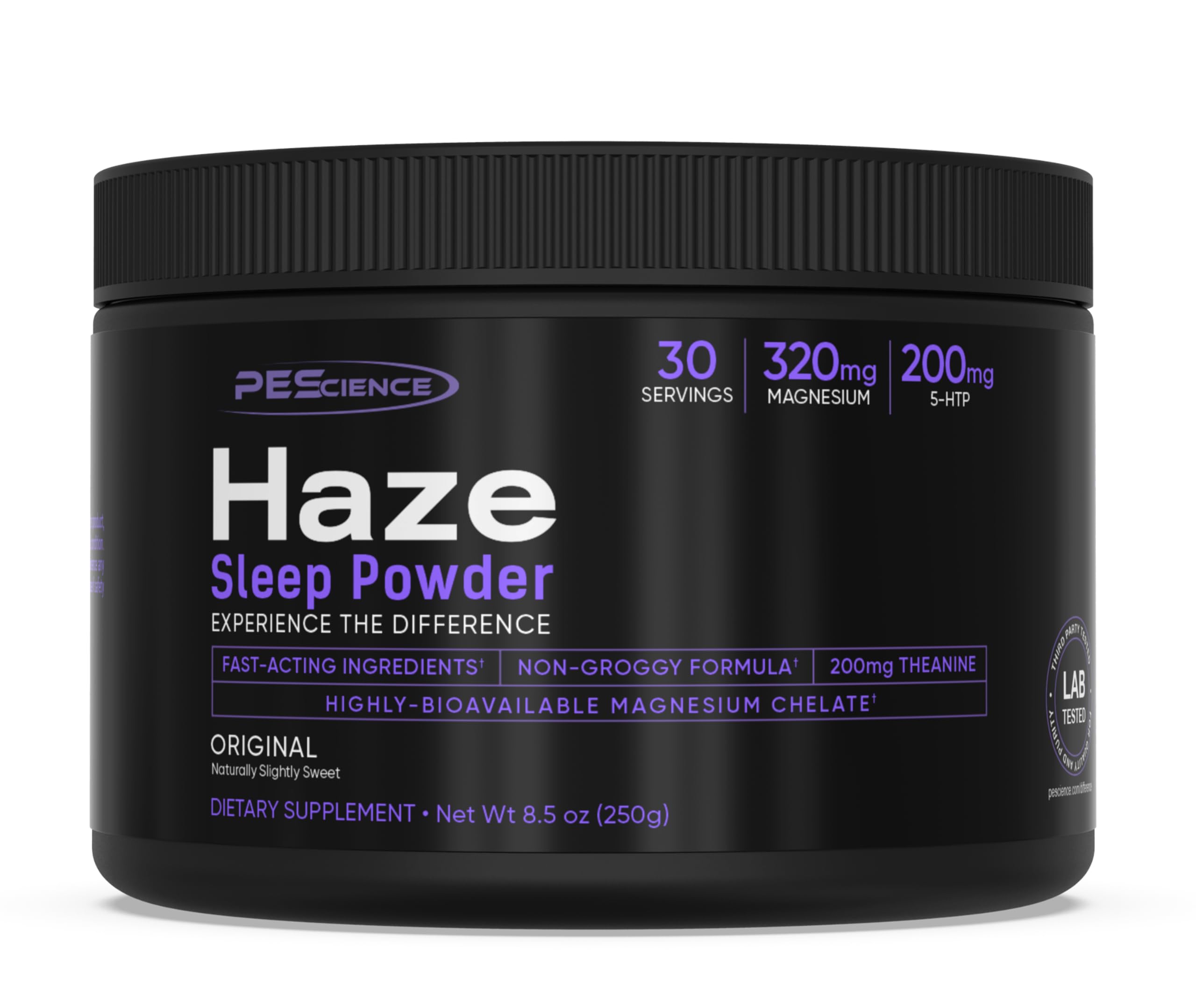 PEscience Haze Sleep Powder, Melatonin-Free, Unflavored, Sleep Support with 5-HTP, Theanine, myo-Inositol and Magnesium, 30 Servings