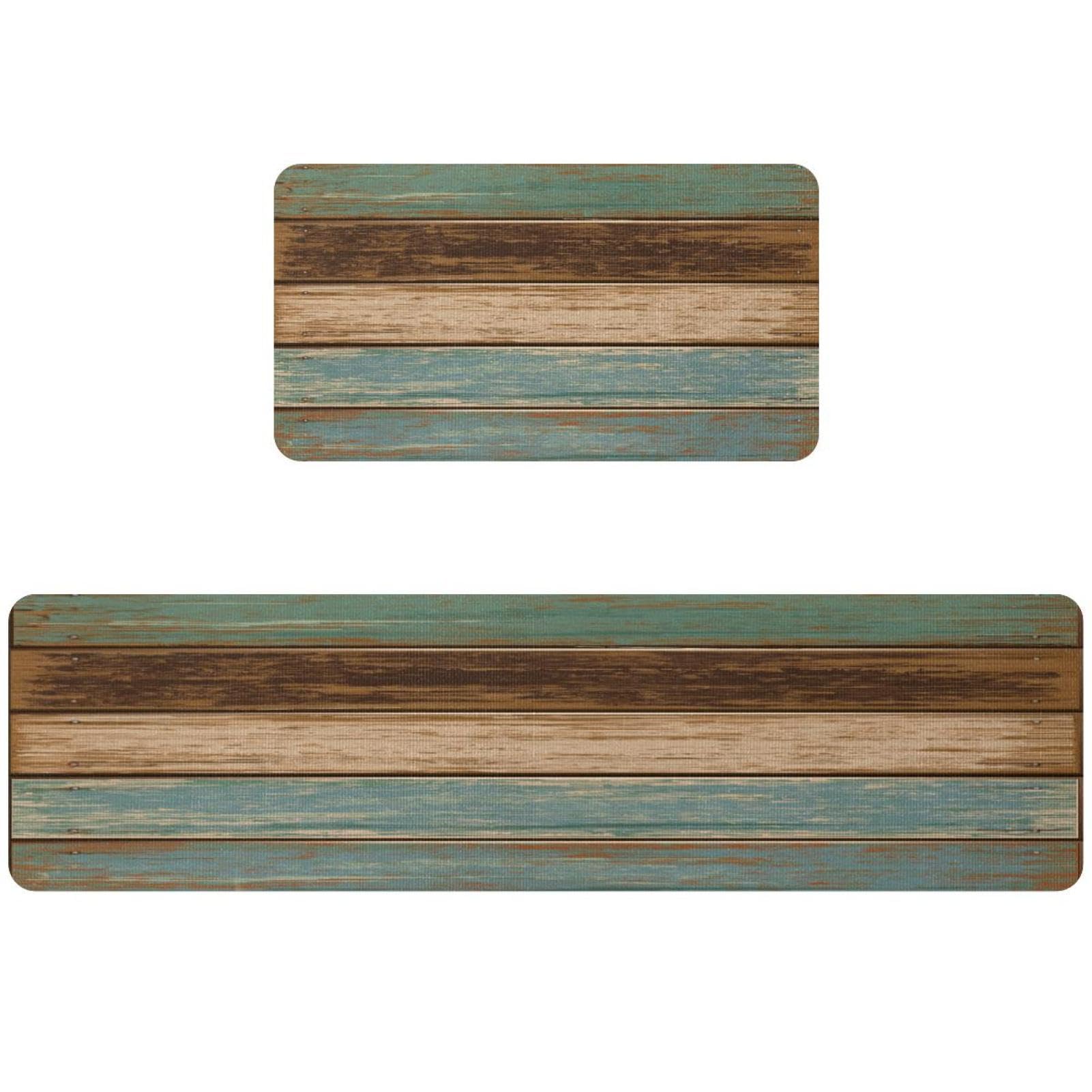 Alfombrillas para cocina y lavandería de madera vintage alfombra lavable antideslizante dos piezas