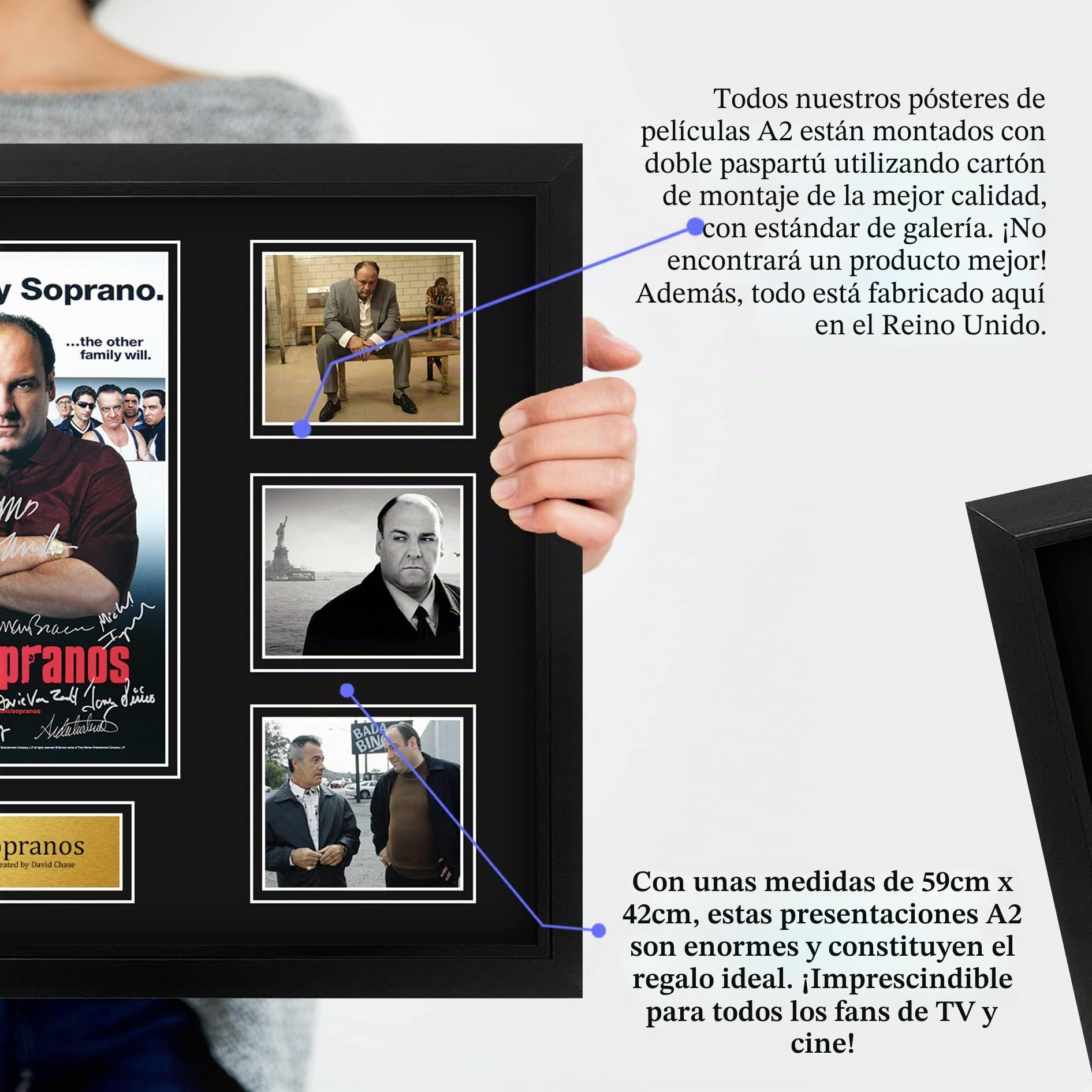 HWC Trading The Sopranos Los Regalos Imprimieron La Exhibición Firmada Del Montaje De La Foto De La Presentación Del Autógrafo Para Los Fans De La Demostración De Serie De Televisión - A2 Enmarcado