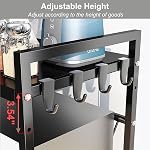Étagère extensible pour four à micro-ondes, étagère de comptoir en acier au carbone avec 6 crochets amovibles, organisateur de rangement de cuisine ajustable pour friteuse à air, bocaux d'épices et ustensiles de cuisine, Noir