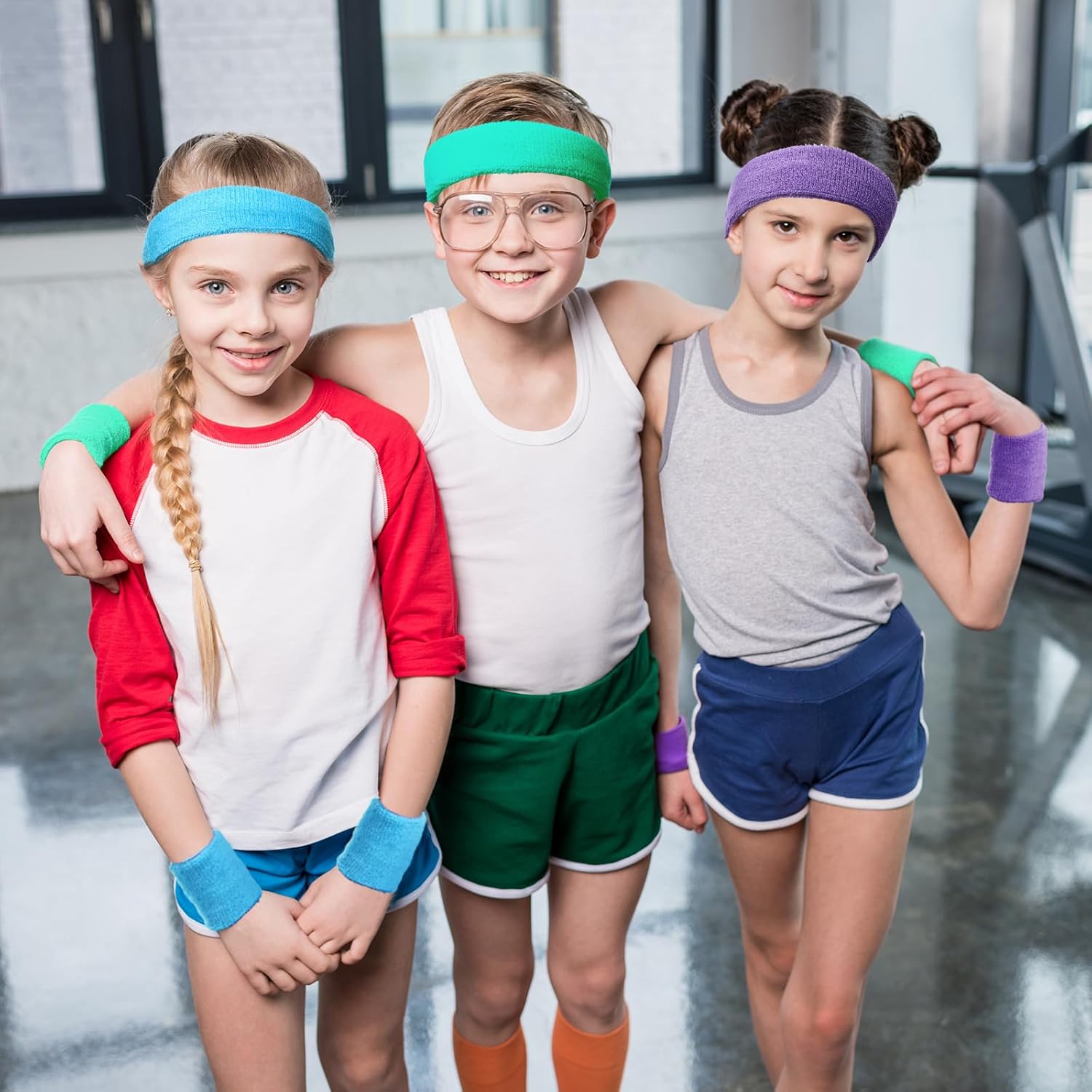 Bememo 36 Pcs Neon Sweatbands Set for Kids 12 Headbands 24 Wristbands Bulk Sports Sweat Bands Athletic for Children Basketball Tennis Running Gym Student Gifts Glow Party - Image 6