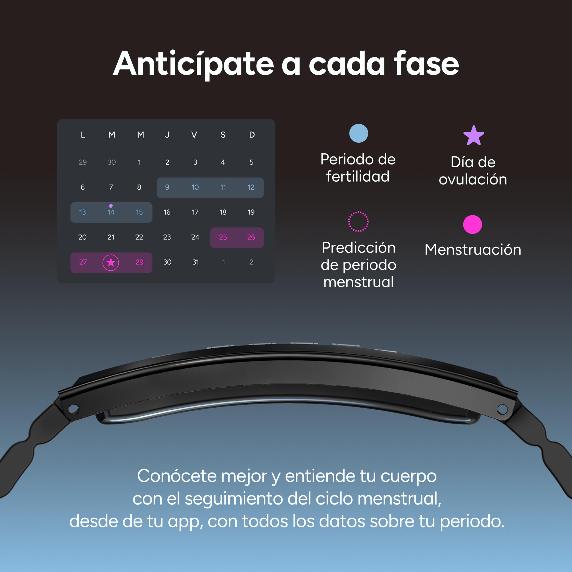 KSIX Serena Smartband Mujer con Pantalla, Pulsera Inteligente con Monitor de Actividad y sueño, App sin suscripción, 100 Modos Deporte, batería 7 días, 5 ATM, 2 Correas Silicona y metálica