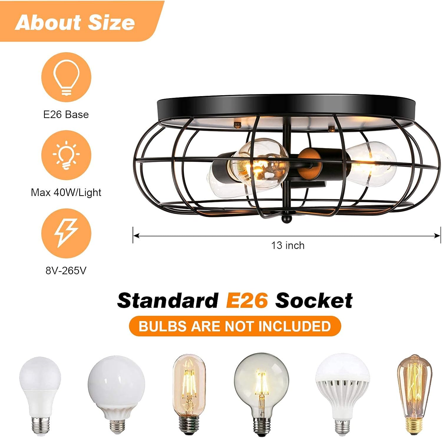 Blасk Frіdау - 50% оƒƒ 3 Pack Vintage Semi Flush Mount Ceiling Light LEDMO 3 Lights Industrial Metal Cage Light Fixture