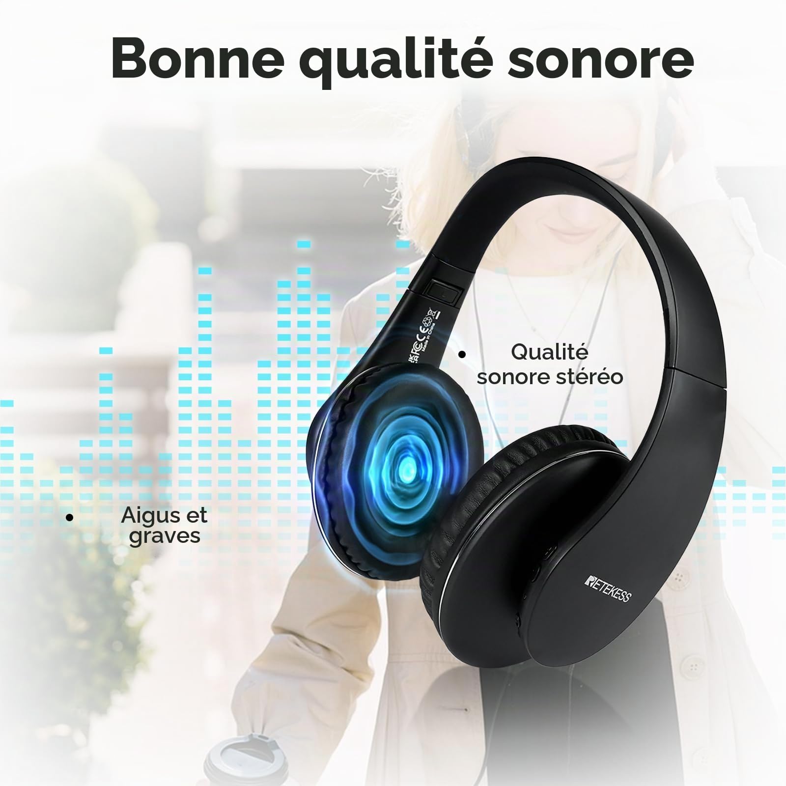 Retekess TA005P Casque TV sans Fil, Version Améliorée de Deuxième Génération