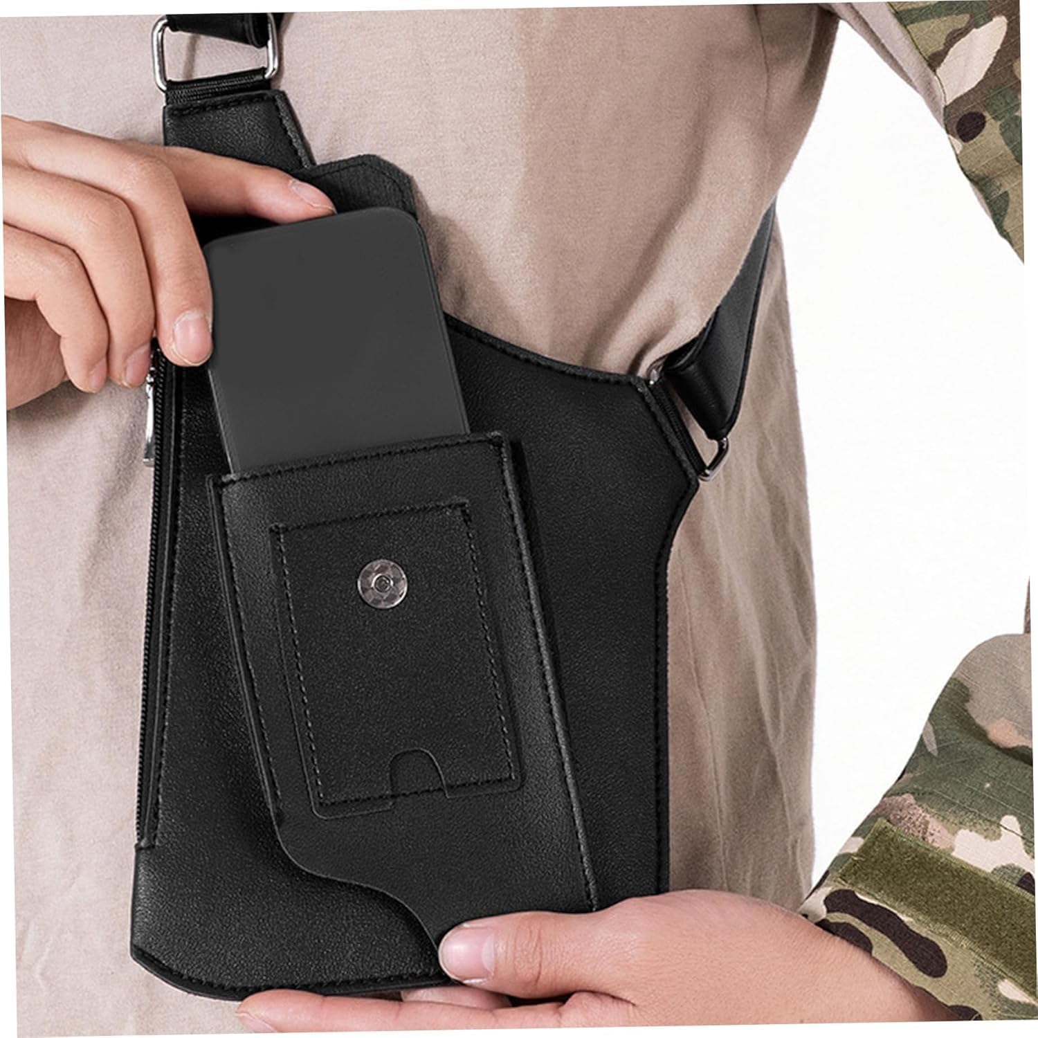 2026Premium Anti-Theft Hidden Underarm Shoulder Bag-Adjustable Strap Unisex Leather Holster Wallet Double Pockets,Travel Accessory for Men Women to Carry Phone Key Cash Anti-Pickpocket - Image 6