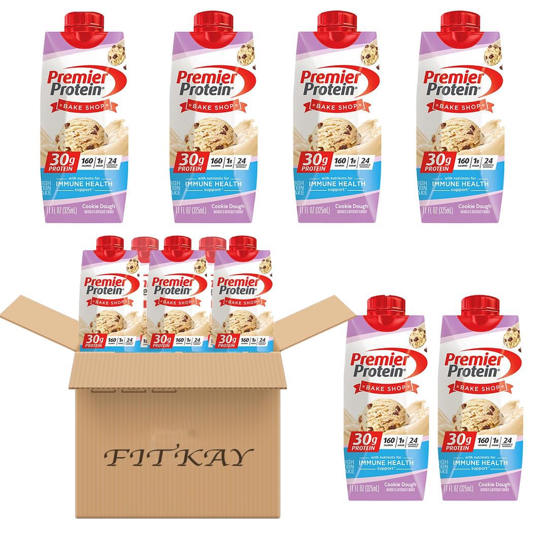 Protein Shake - Bundled with Premier Shake, Cookie Dough - 30g Protein Drinks, 11 fl oz, 6 Ct - Nutrition Ready to Drink Protein - Every Order is Elegantly Packaged in a Signature FITKAY Packagings Branded Box