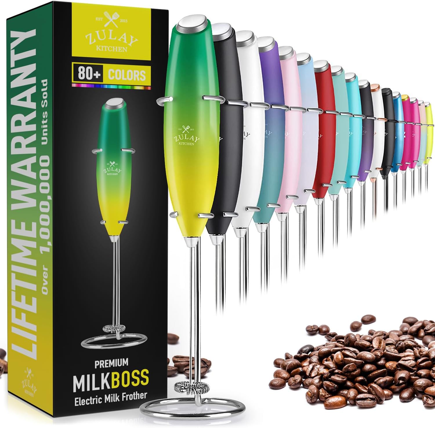 Powerful Milk Frother Wand - Ultra Fast Handheld Drink Mixer - Electric Whisk Foam Maker for Coffee, Lattes, Cappuccino, Matcha & Creamer