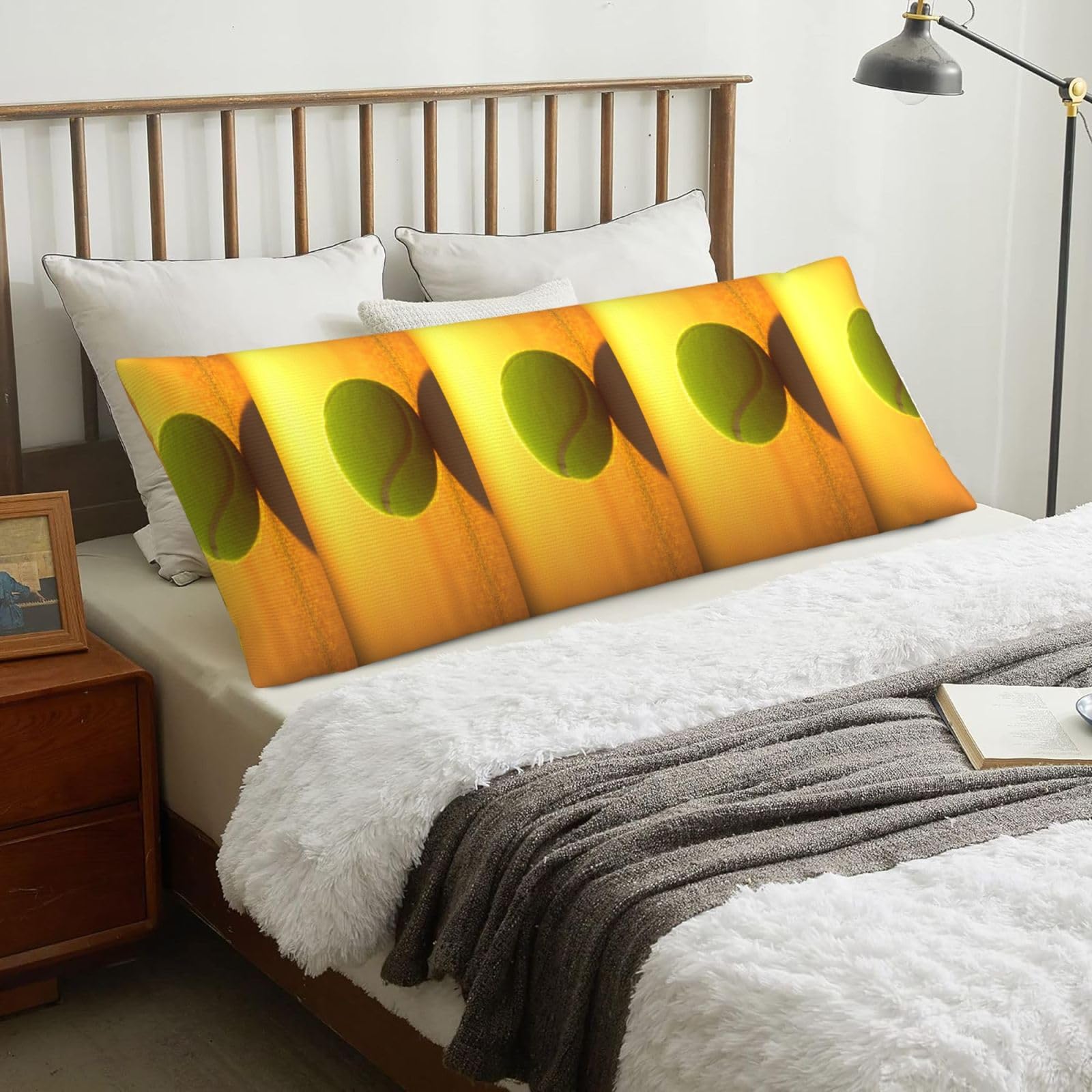 Tennis Ball Print, Body Pillow Cover with Zipper,Long Body Pillowcase 20 x 60 in