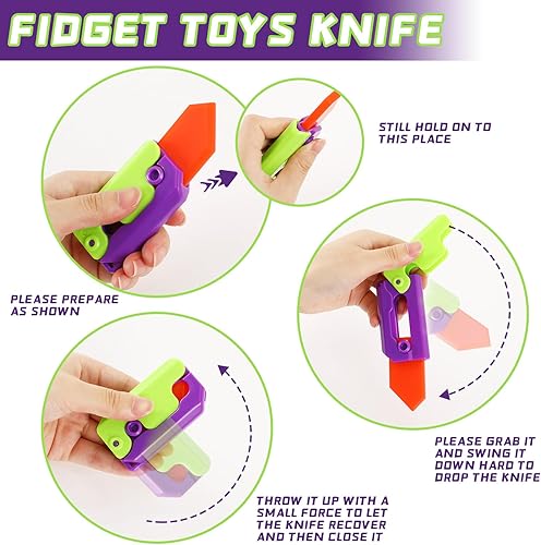 Miniatura 3 de JULBEAR 4 piezas de juguetes para ansiedad con impresión 3D, cuchillo fluorescente de nabo zanahoria, juguete sensorial para adultos, juguete para