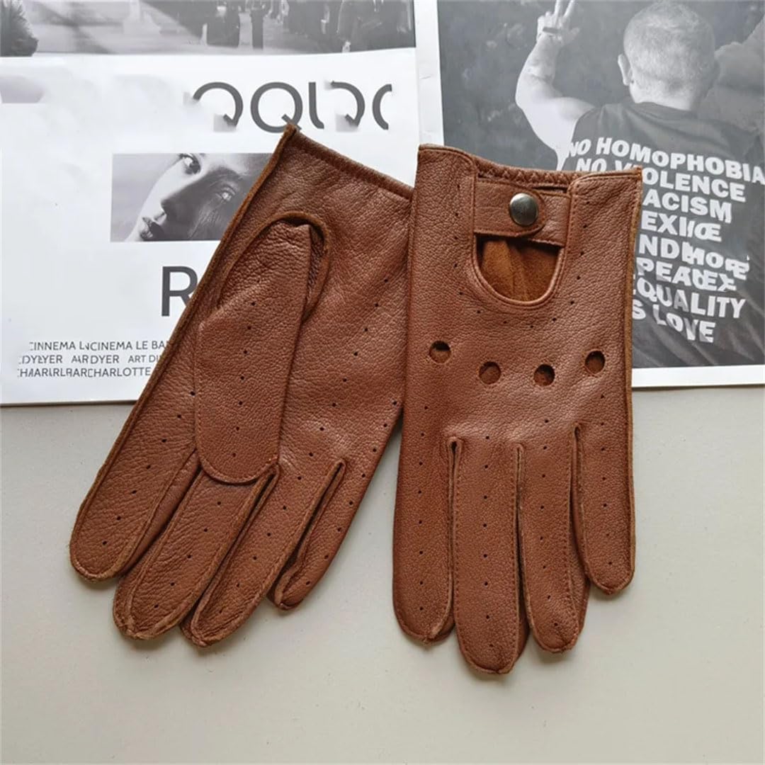 Gants en cuir pour homme - Mince et creux - Respirant - Pour conduite de conduite et moto