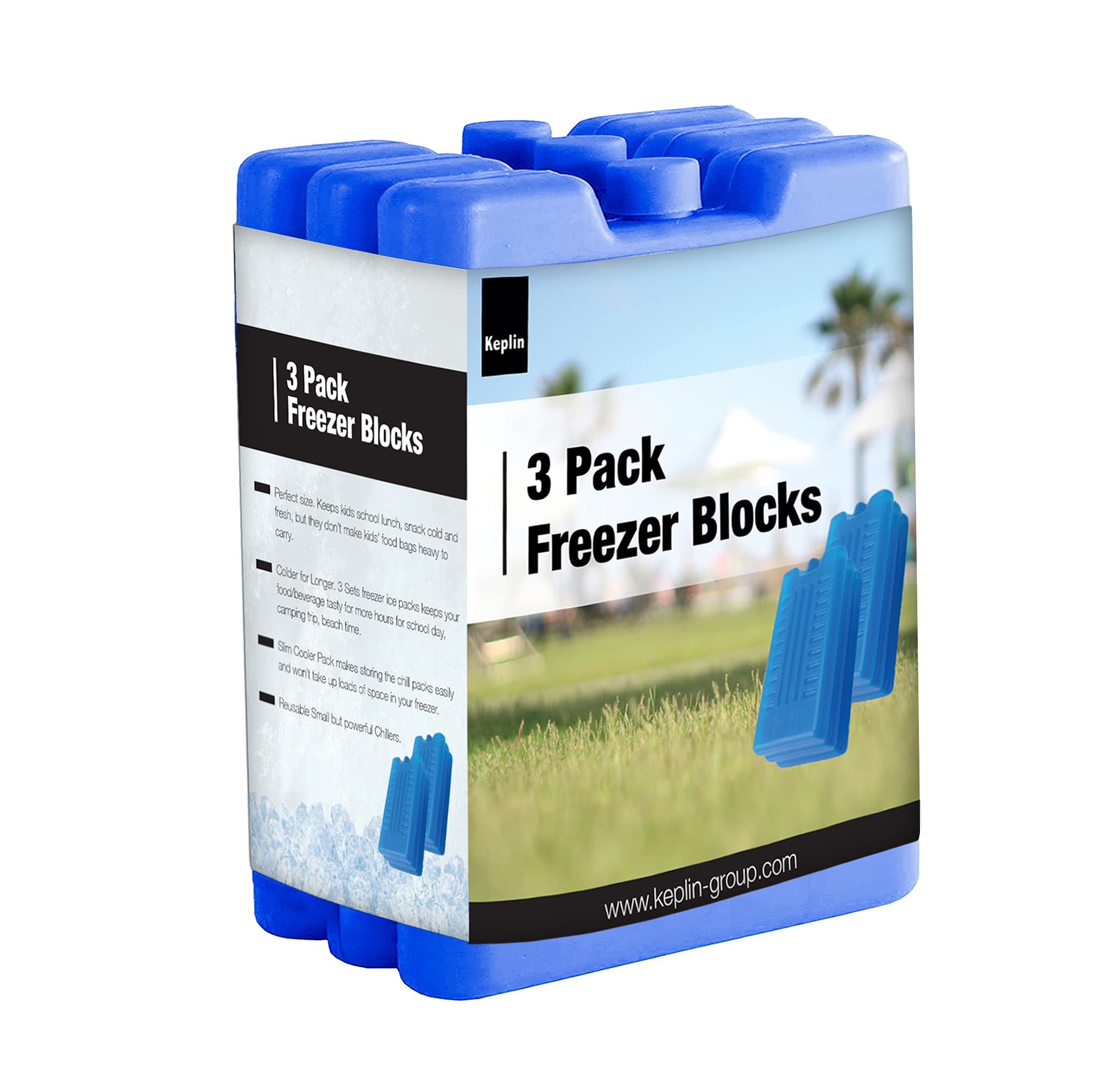 KEPLIN 3 Pack Home Freezer Blocks for Family - Long Lasting Reusable Ice Boards - Portable Cool Box Keeps Food, Drink, Lunchboxes Cooler for Hours - Suitable for Camping, Picnic, Fishing